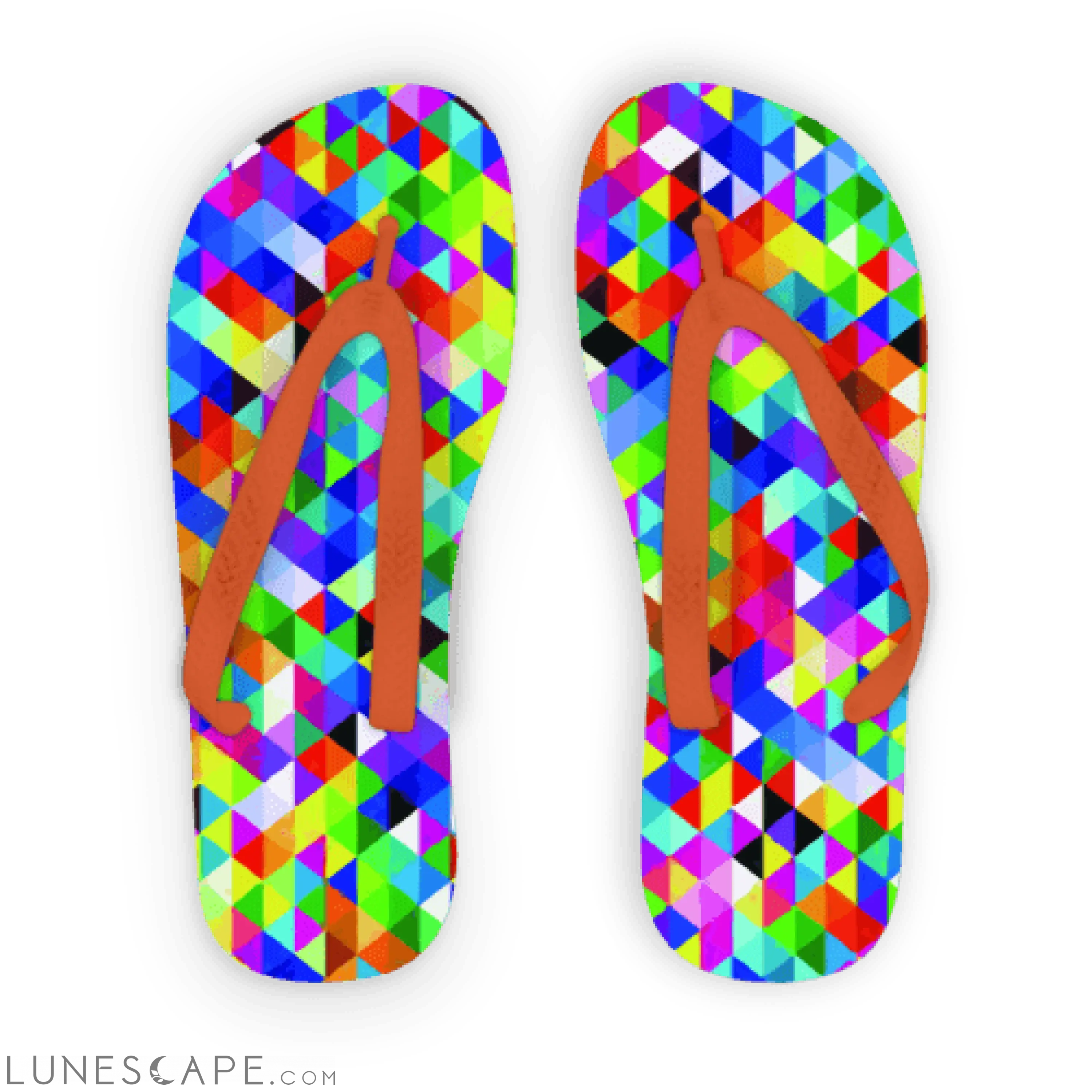 Colorful Geometric Blast Adult Flip Flops LUNESCAPE