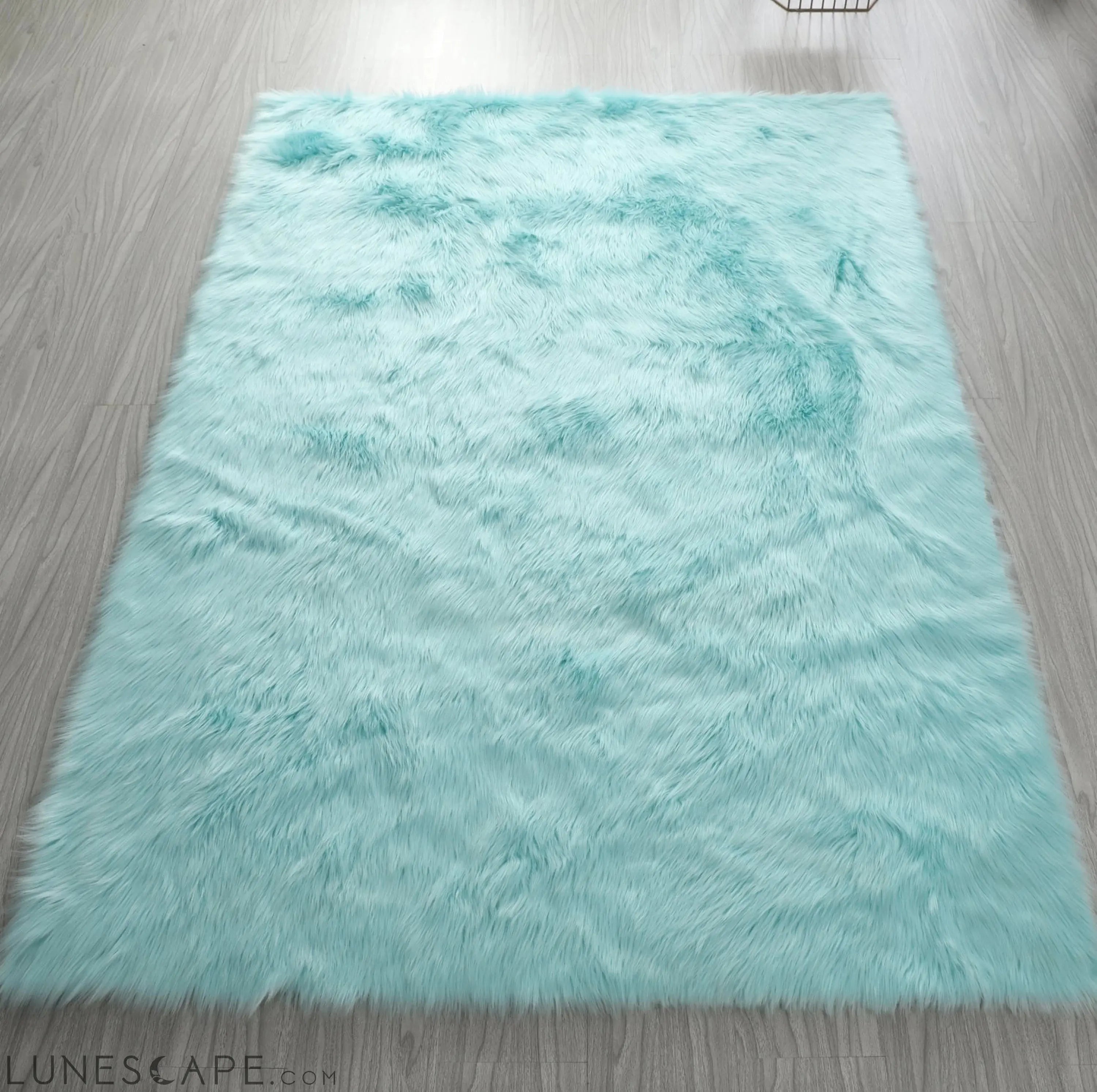 Cozy Ultra Soft Fluffy Faux Fur Turquoise Area Rug LUNESCAPE