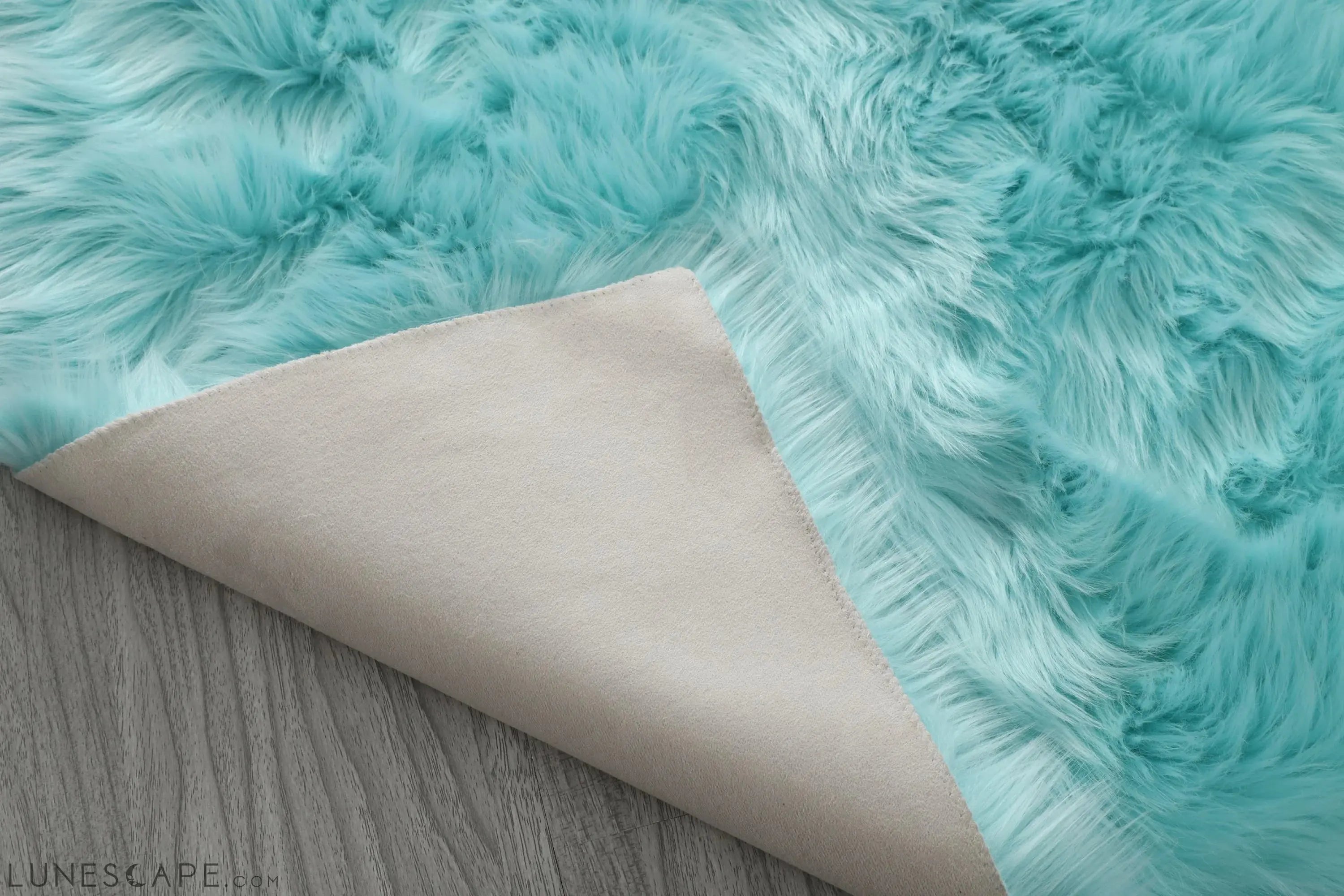 Cozy Ultra Soft Fluffy Faux Fur Turquoise Area Rug LUNESCAPE