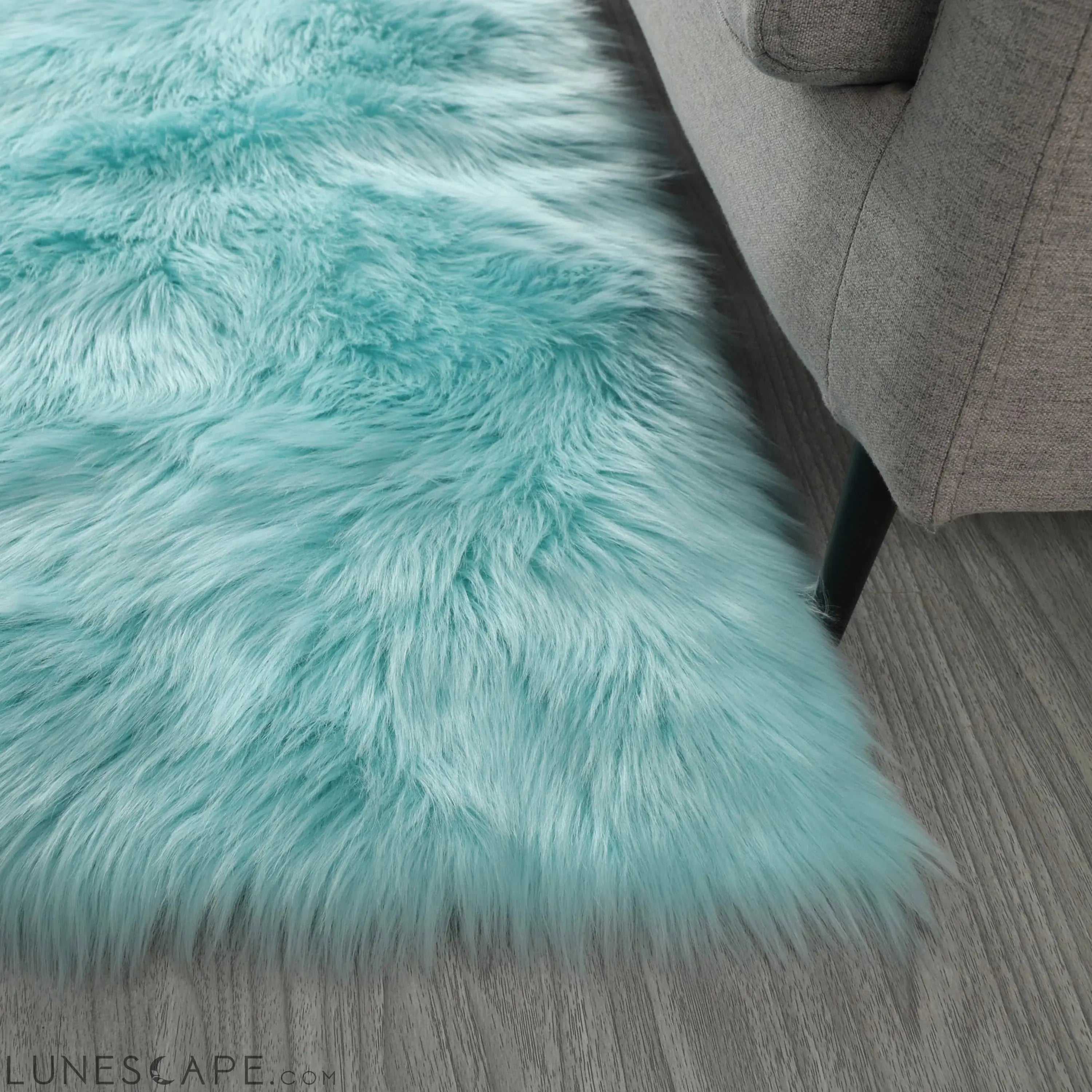 Cozy Ultra Soft Fluffy Faux Fur Turquoise Area Rug LUNESCAPE
