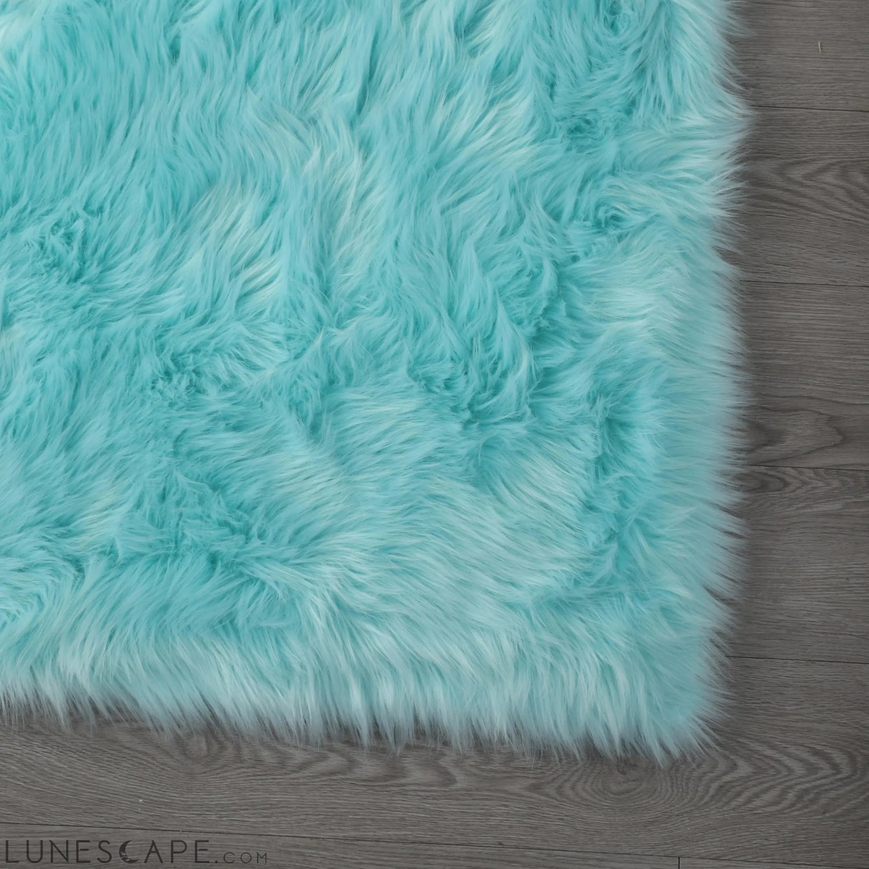 Cozy Ultra Soft Fluffy Faux Fur Turquoise Area Rug LUNESCAPE