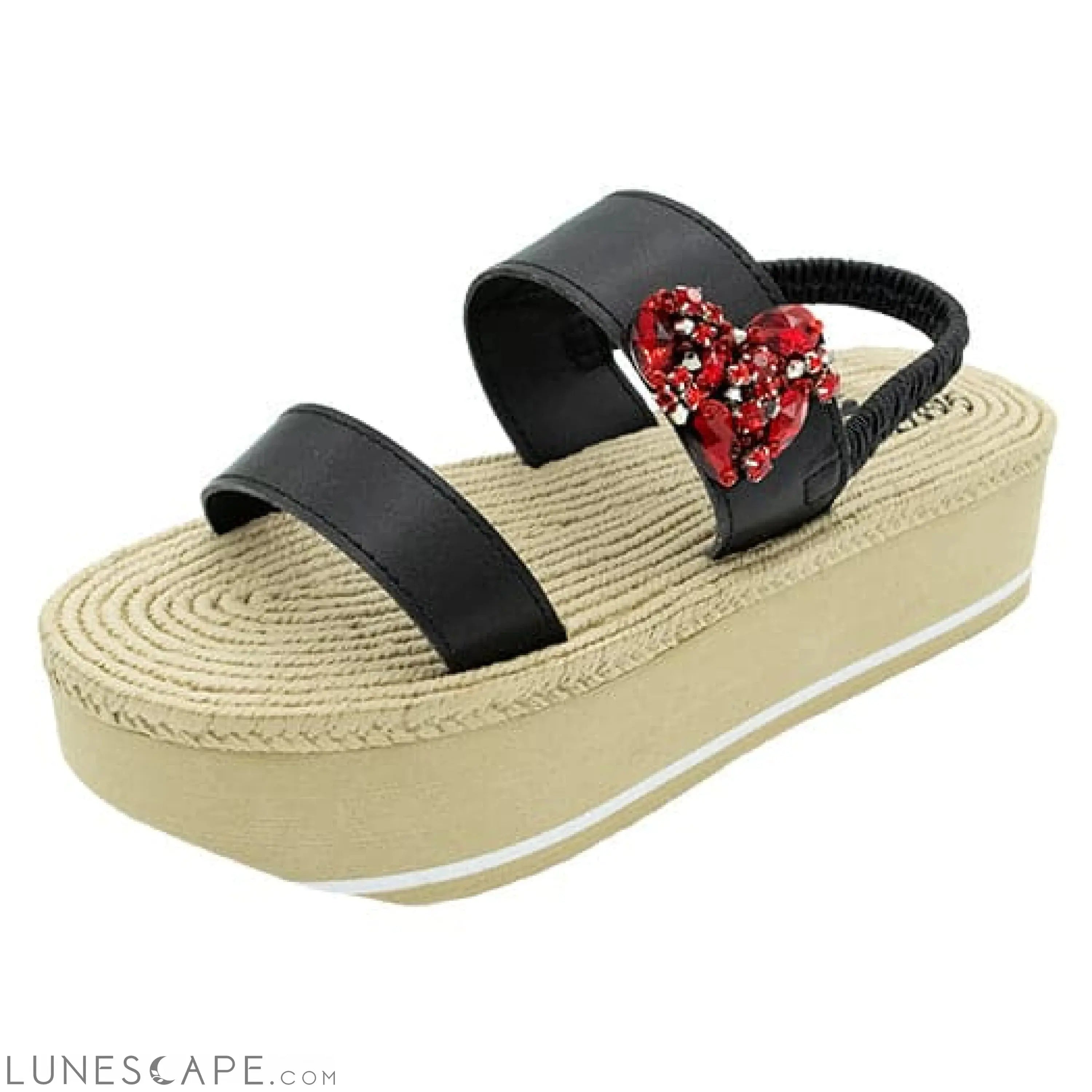Crystal Red Heart - Waterproof Espadrille Platform LUNESCAPE