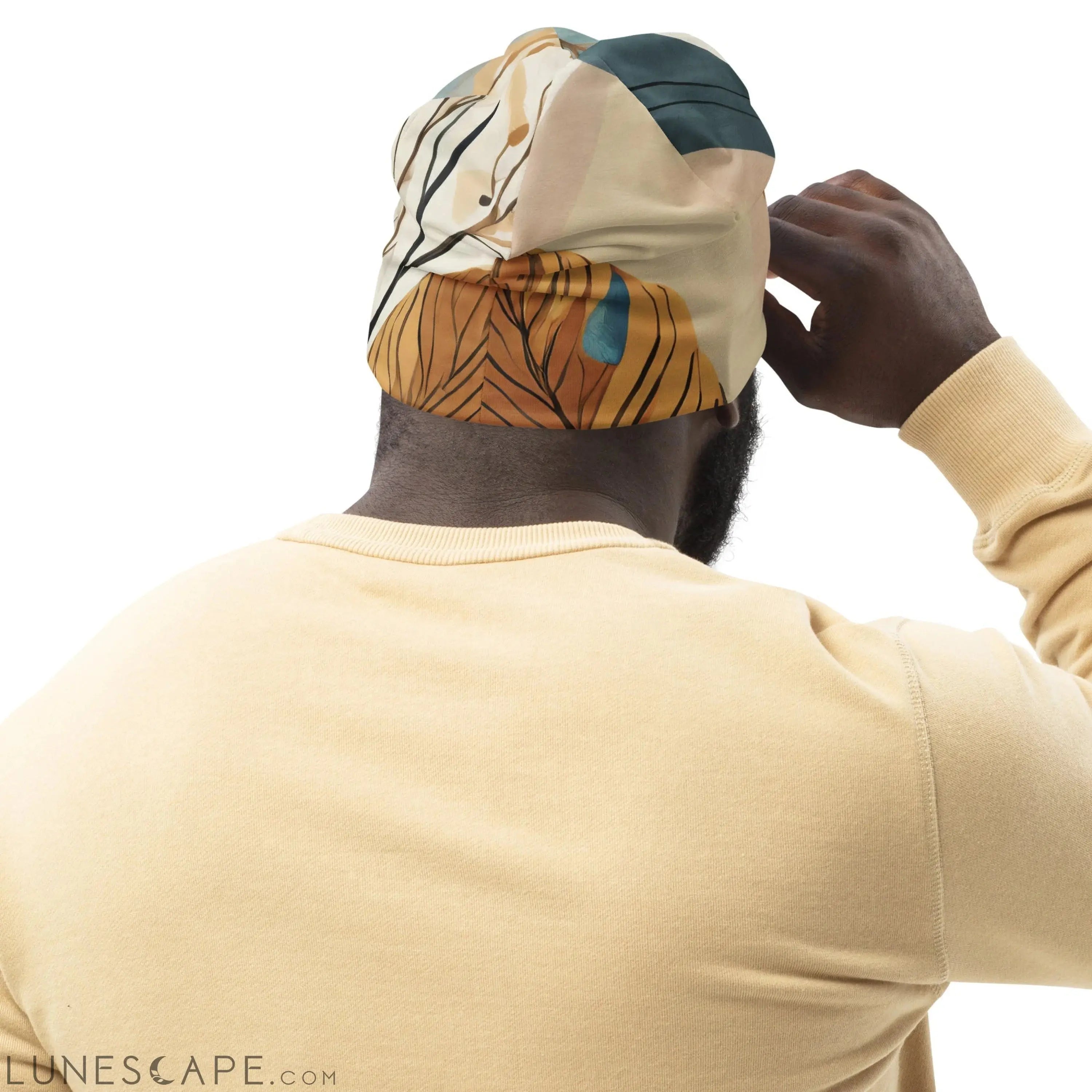 Double-layered Beanie Hat Boho Style Print 3 LUNESCAPE
