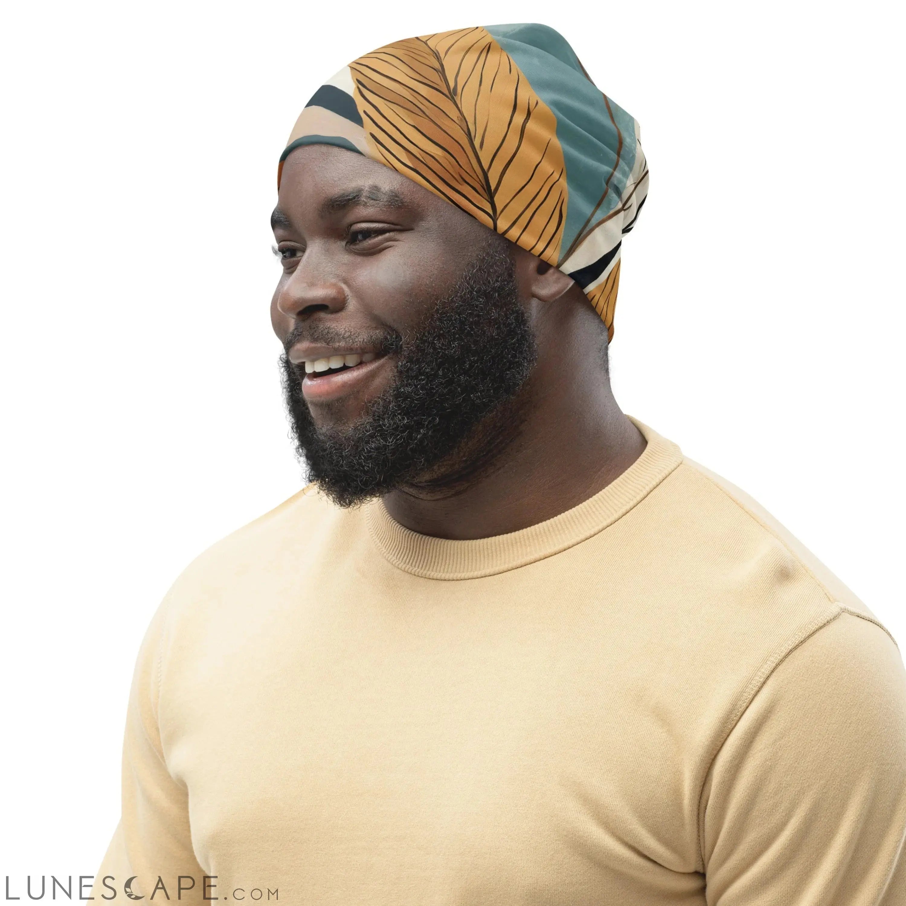 Double-layered Beanie Hat Boho Style Print 3 LUNESCAPE