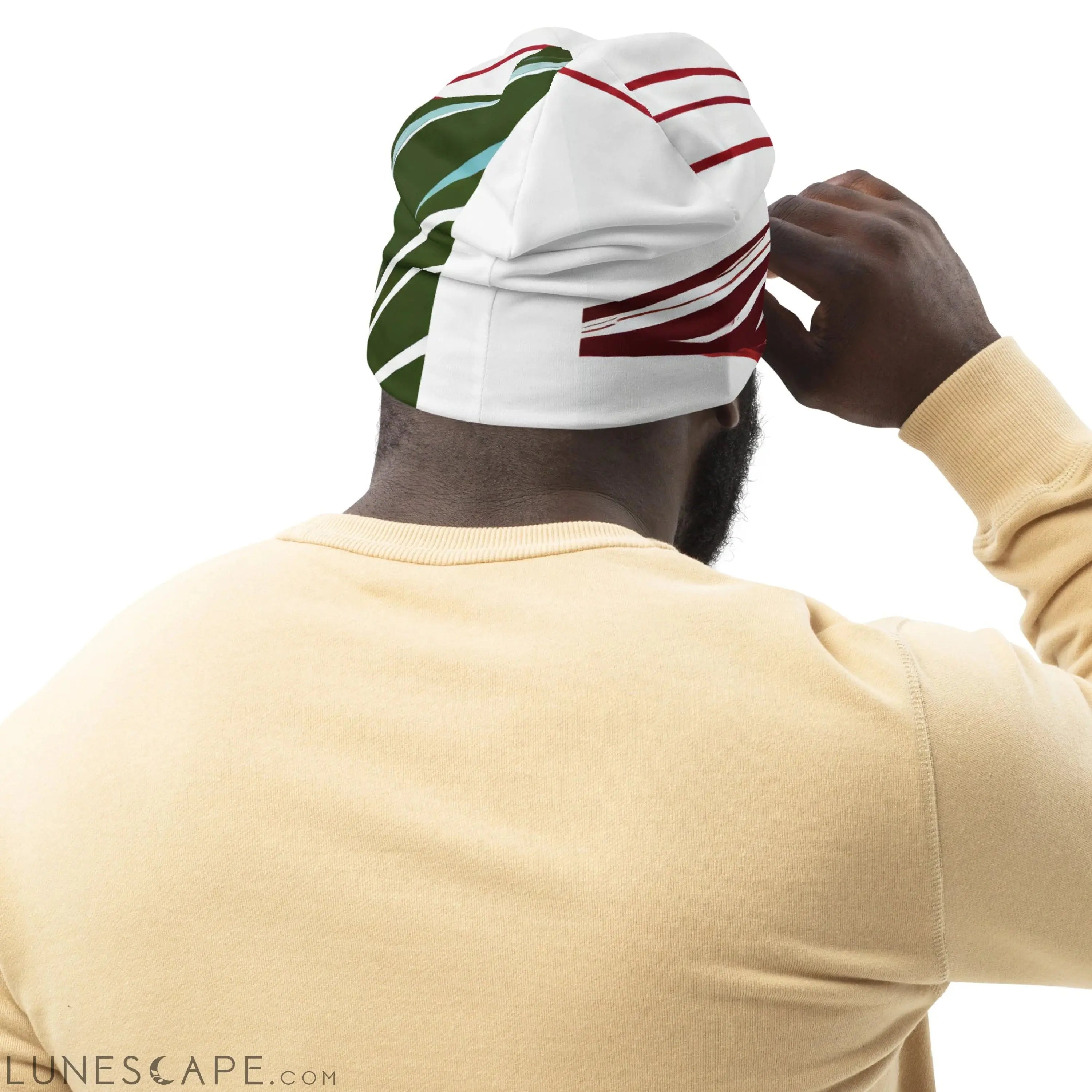 Double-layered Beanie Hat Colorful Floral Lines 2 LUNESCAPE