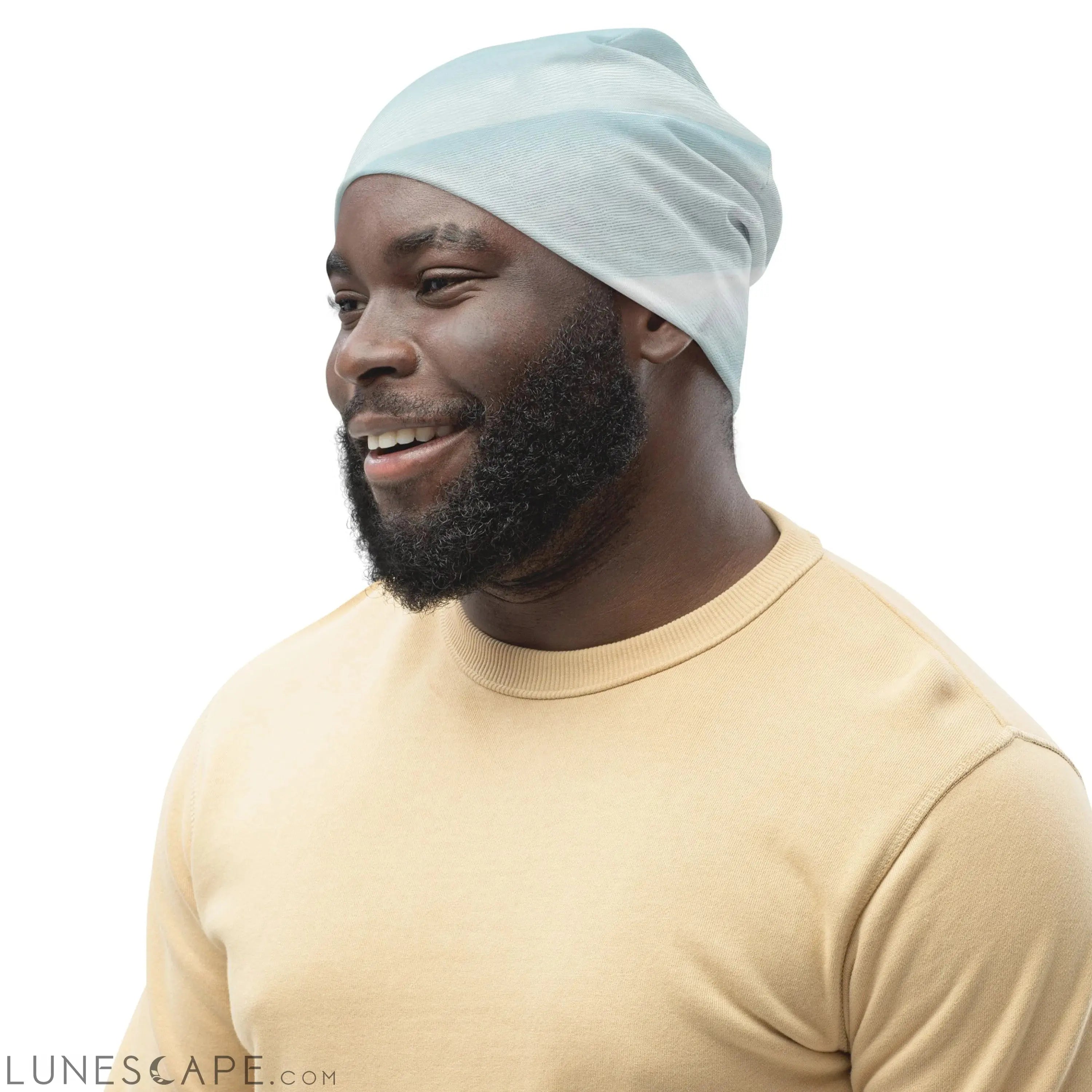 Double-layered Beanie Hat Pastel Blue Swirl LUNESCAPE