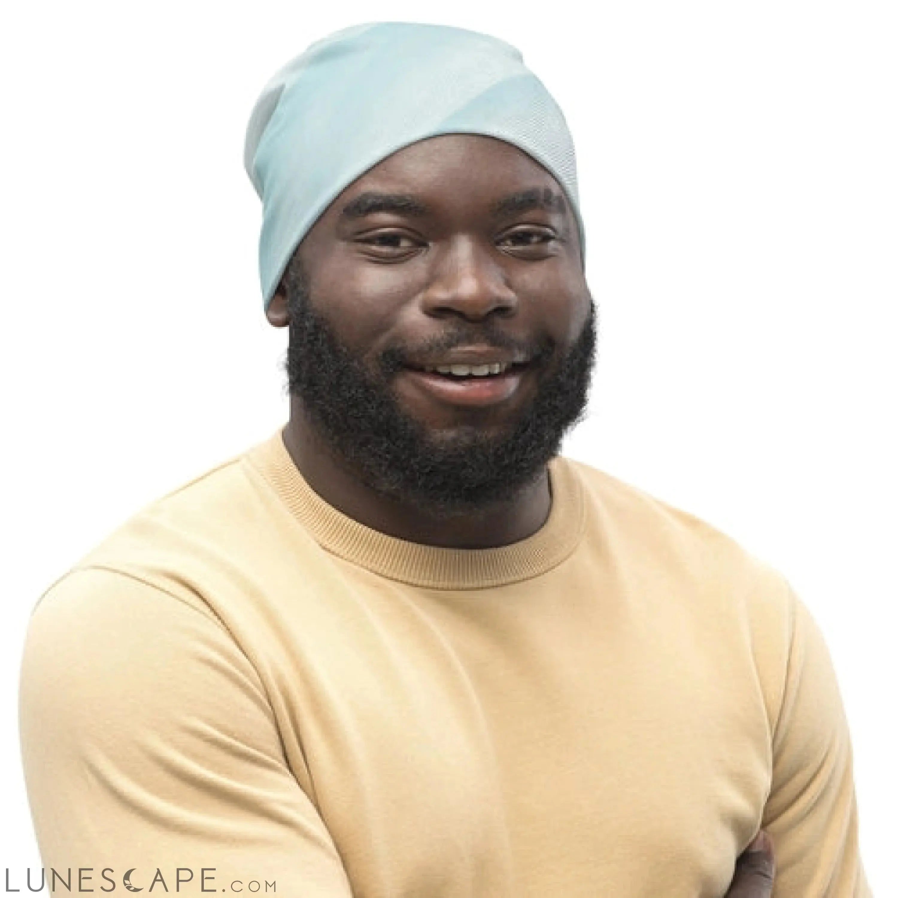 Double-layered Beanie Hat Pastel Blue Swirl LUNESCAPE