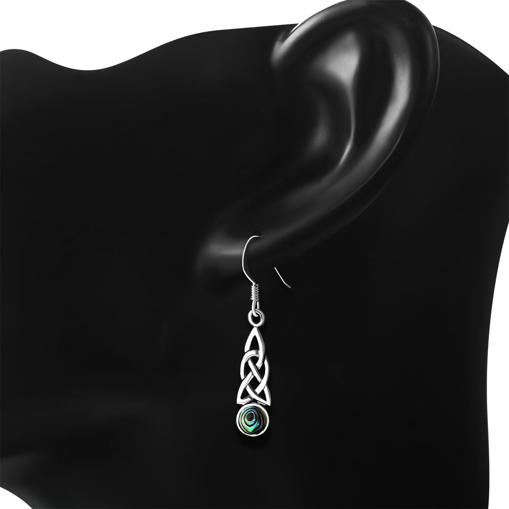 Abalone Shell Celtic Trinity Knot Silver Earrings LUNESCAPE