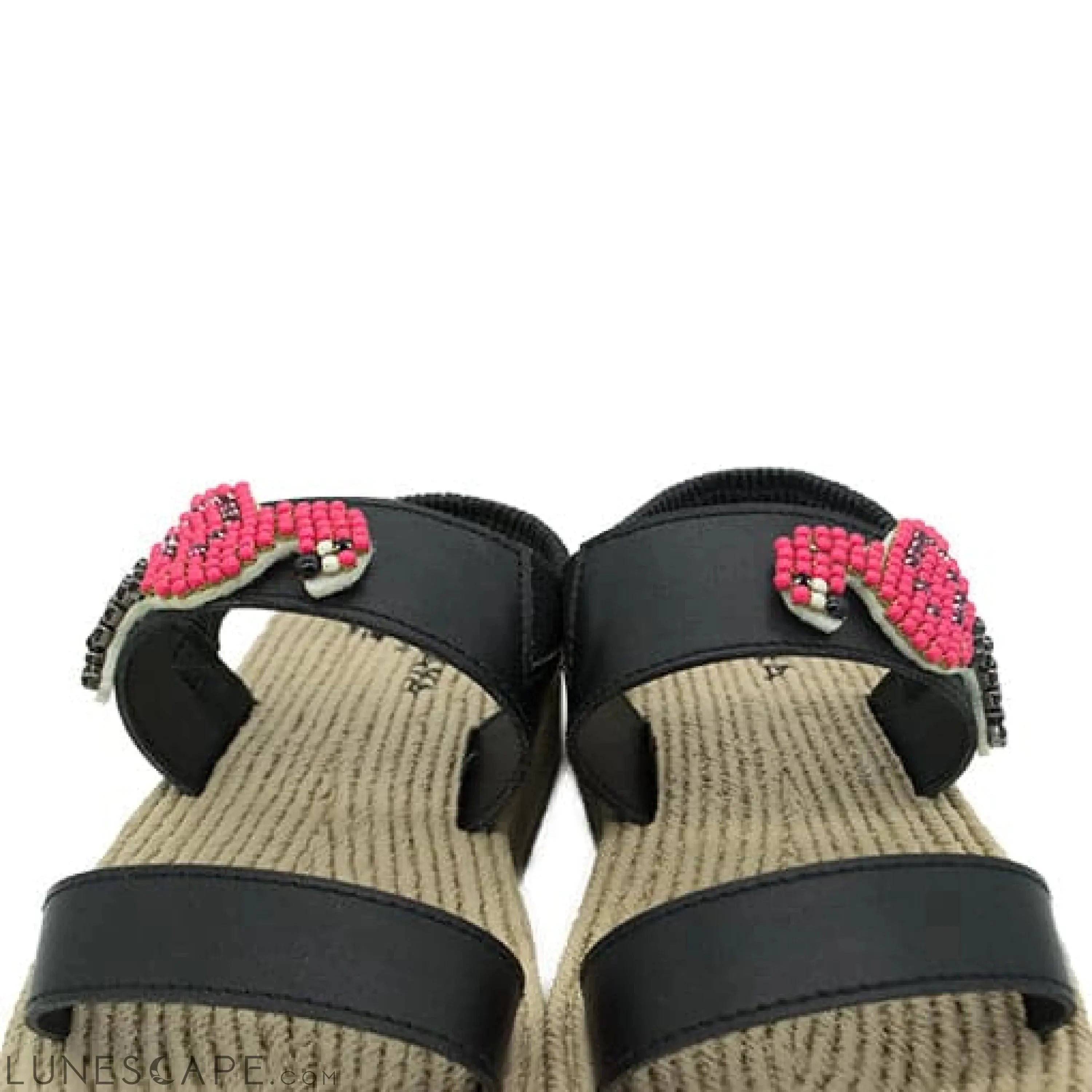 Flamingo- Waterproof Espadrille Platform-Pink Rhine Stone Embellished Motifs LUNESCAPE