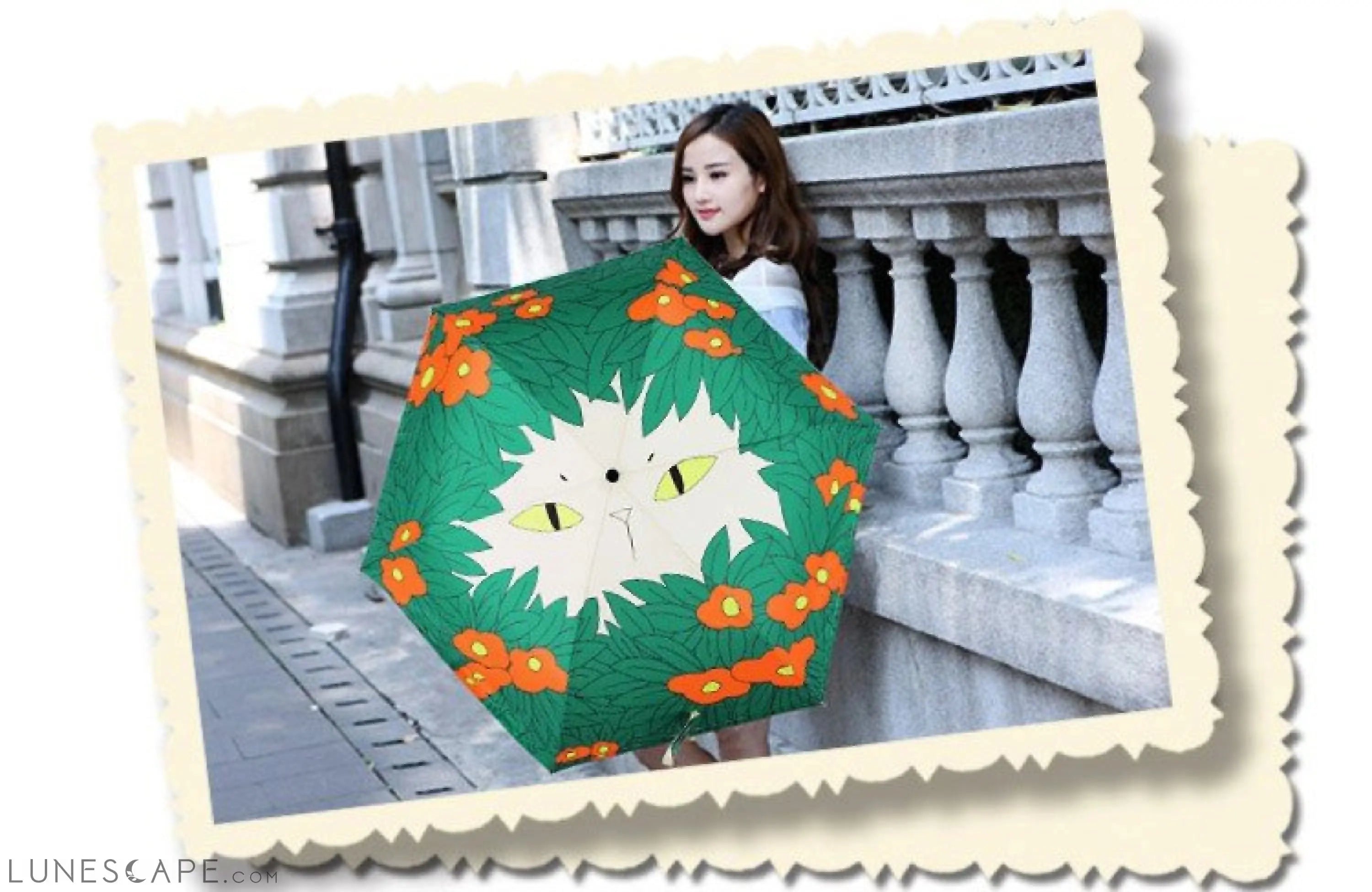 Flowers Cat Sunny Umbrella LUNESCAPE