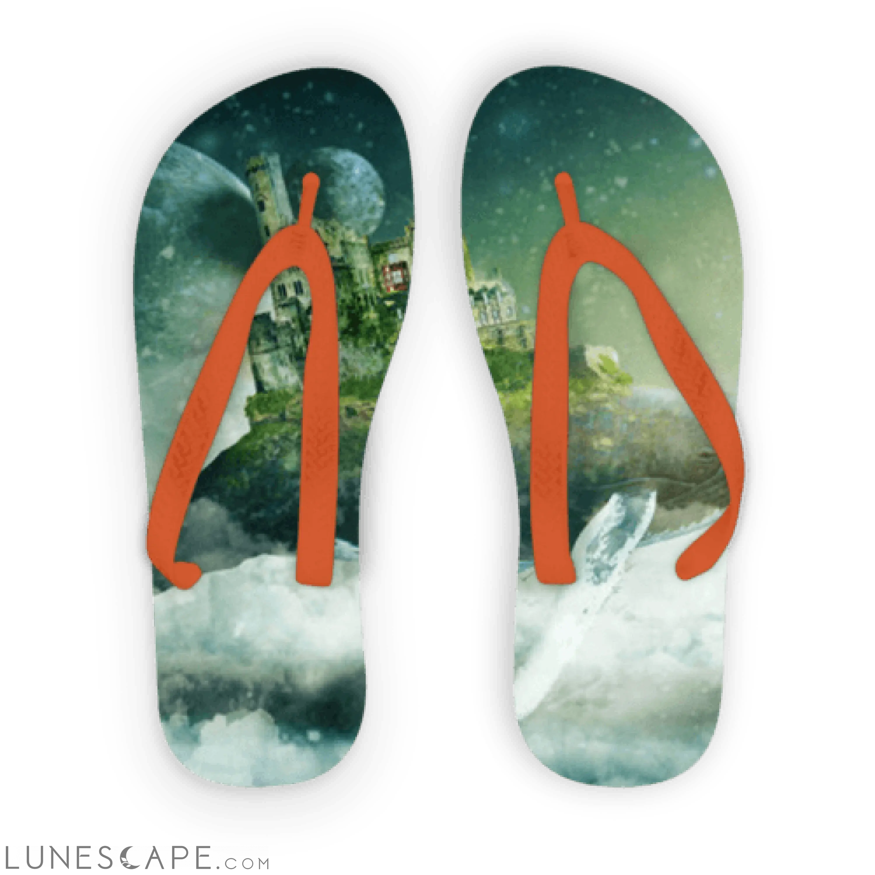 Flying Over The World Adult Flip Flops LUNESCAPE