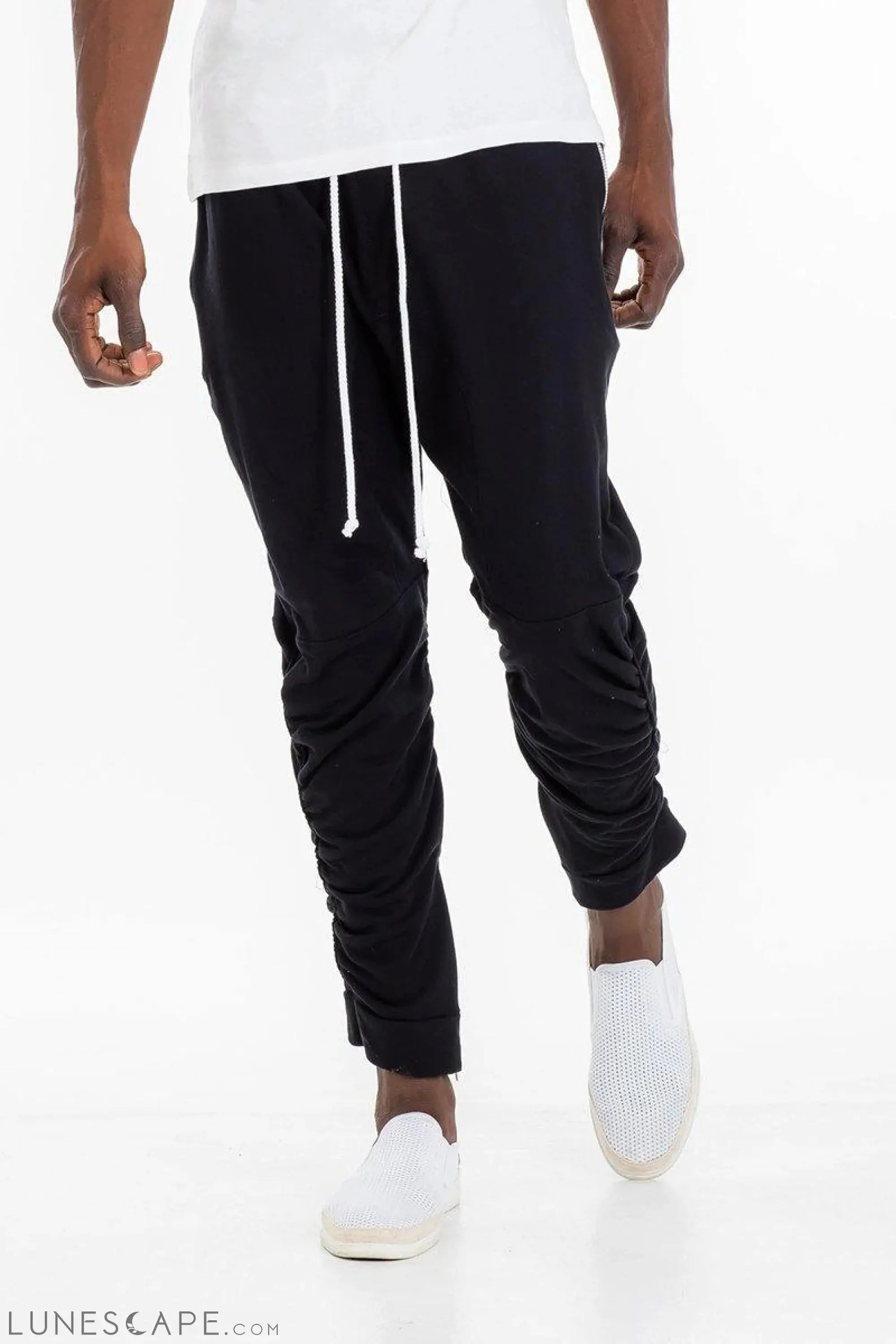 GATHERED BOMBER MENS LOUNGE PANTS - BLACK LUNESCAPE