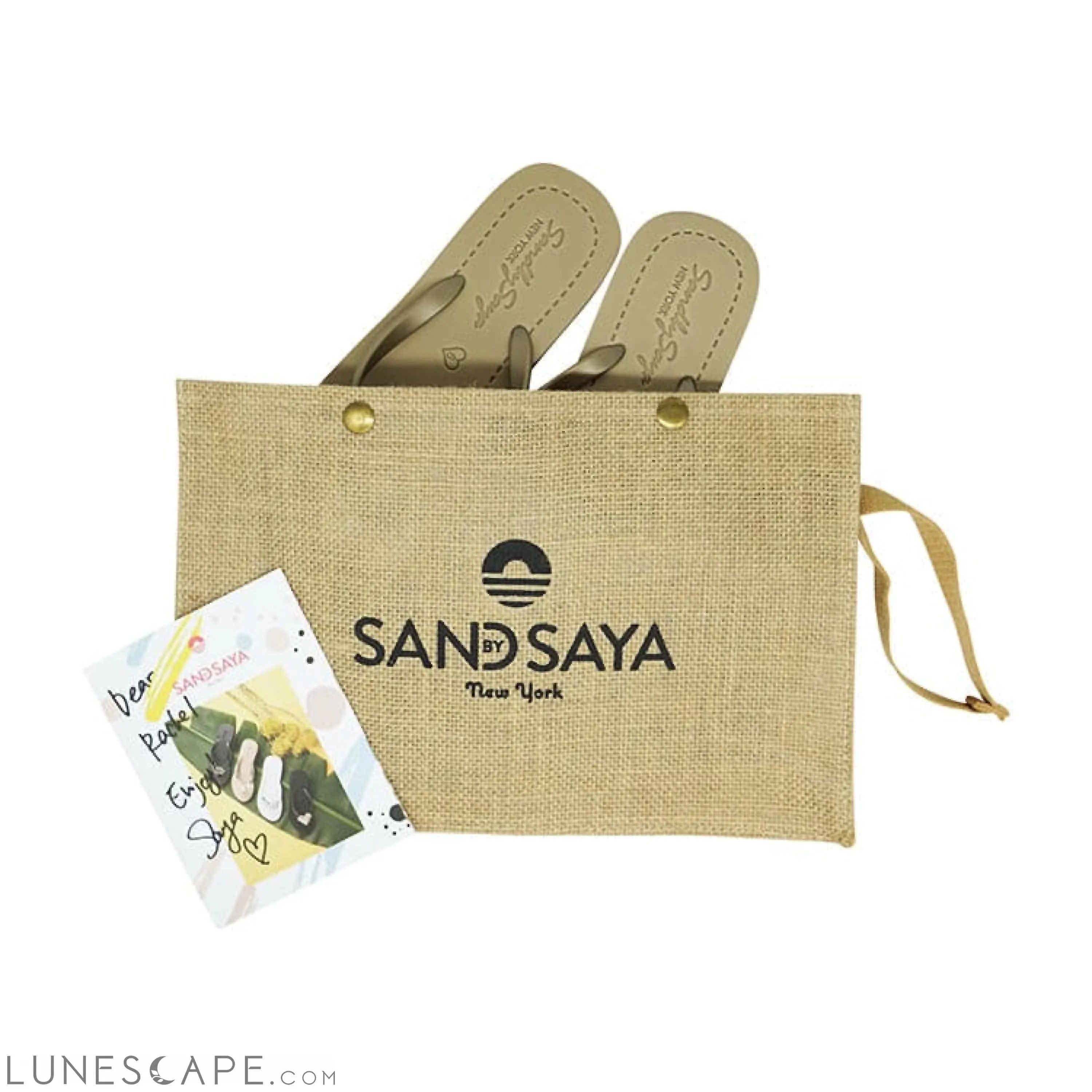 High Line - Pearl & Gold Bow Embroidery Mid Wedge Flip Flops Sandals LUNESCAPE