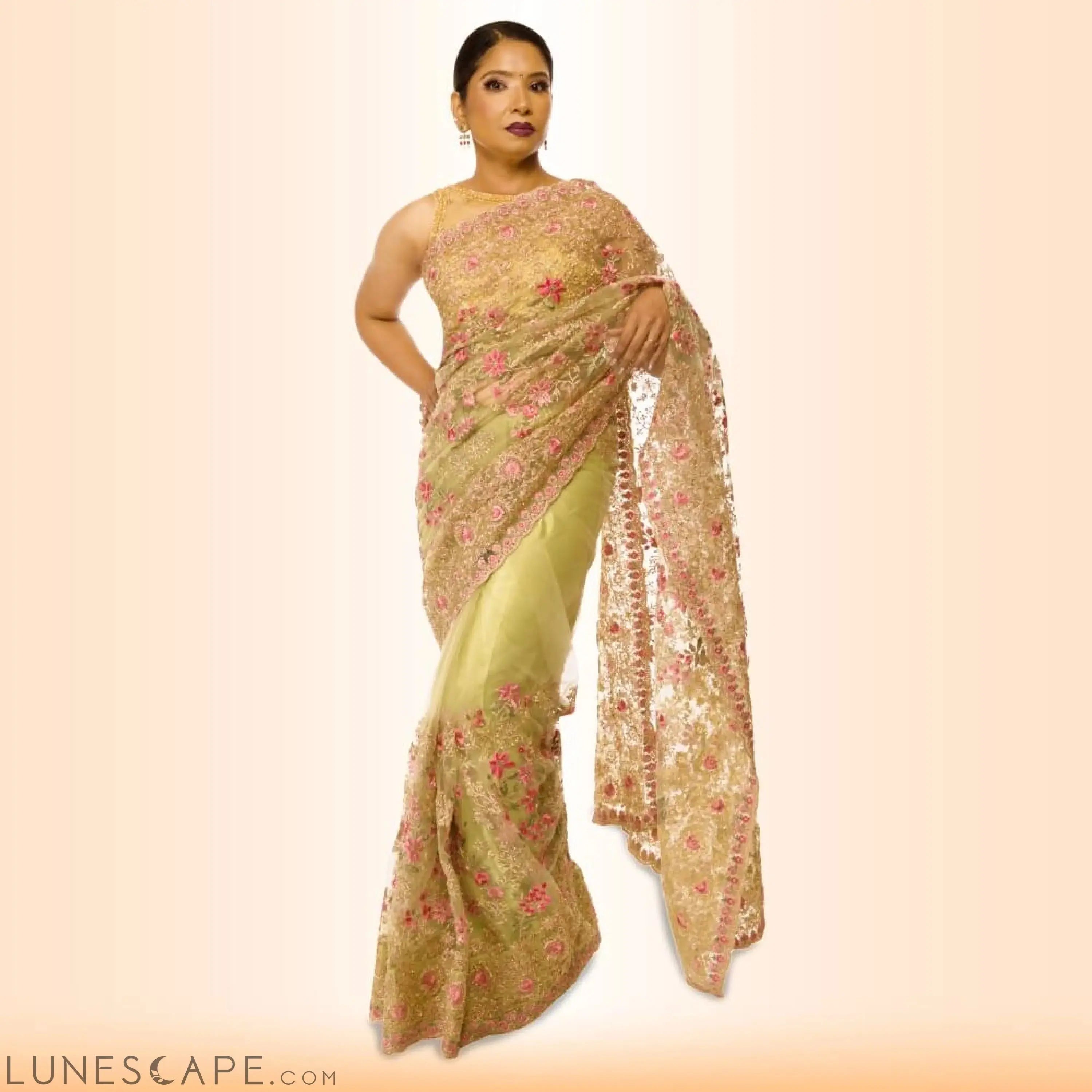 Indian Wedding Saree - Yellow LUNESCAPE