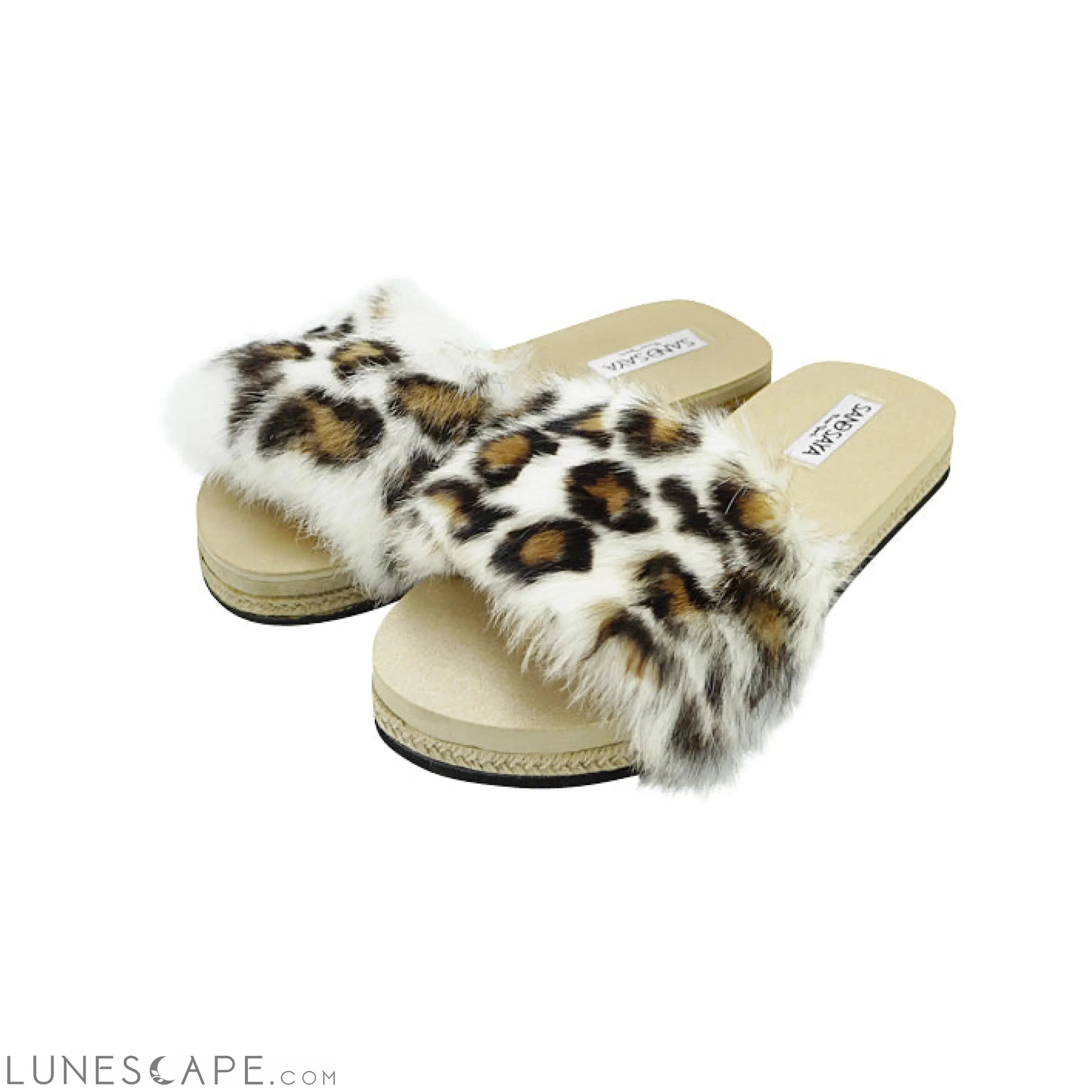Leopard Rabbit Fur - Espadrille Flat-Genuine Fur LUNESCAPE