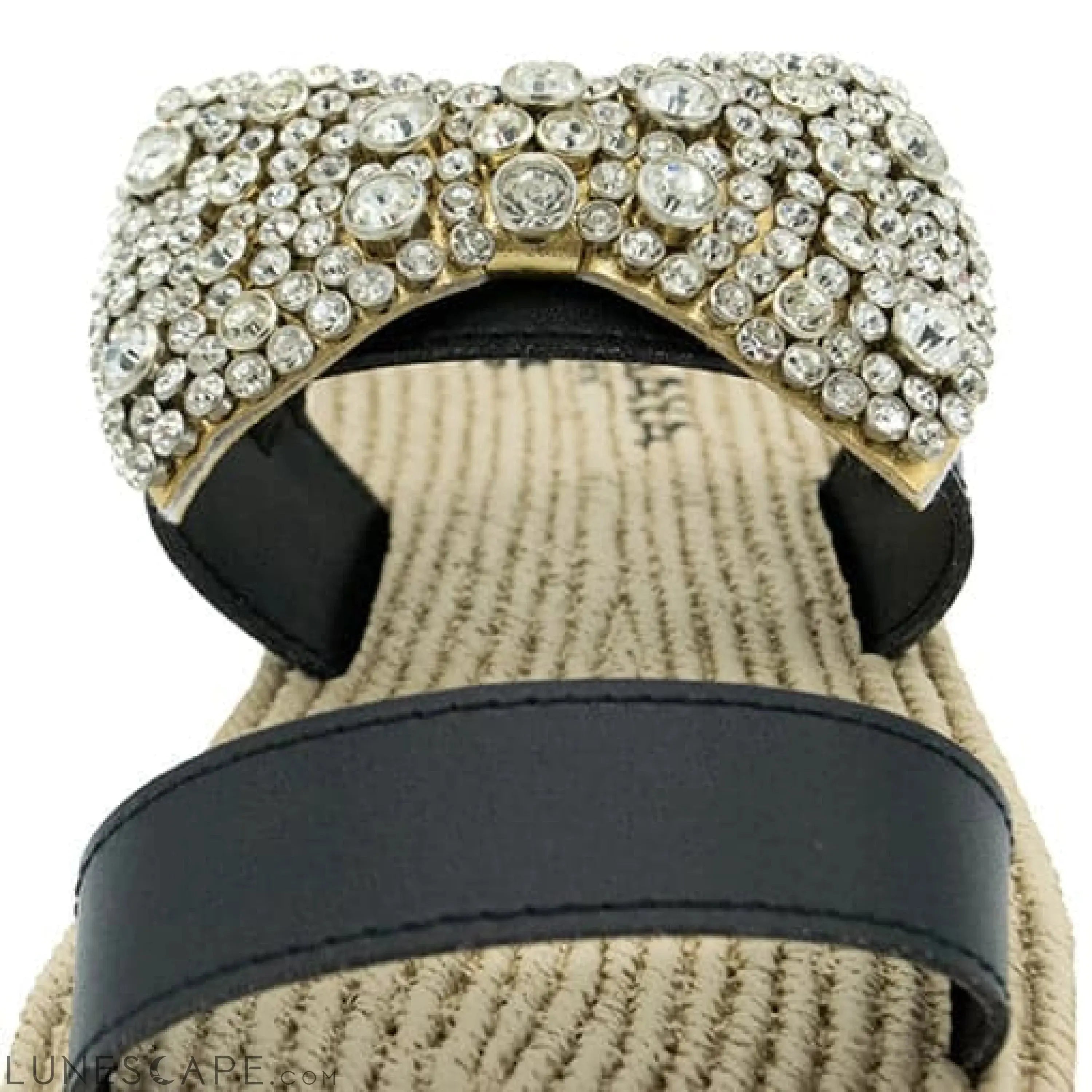 Madison- Waterproof Espadrille Platform Wedge Sandals - Crystal Stones Bow LUNESCAPE