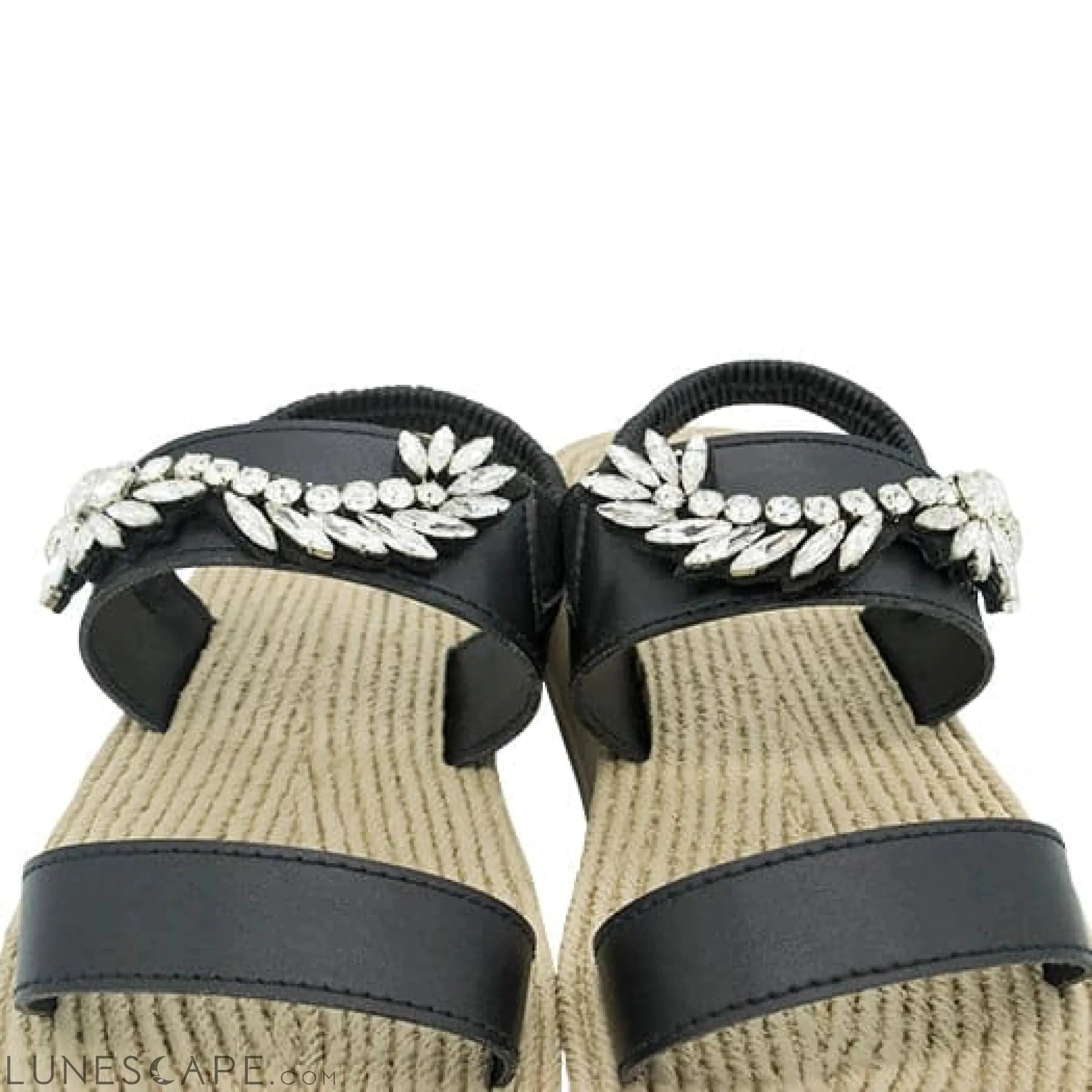 Nomad - Crystal Rhinestone Embellished - Waterproof Espadrille Platform Wedge Heel Sandals - Women LUNESCAPE