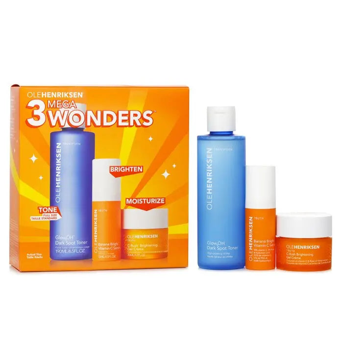 OLE HENRIKSEN - 3 Mega Wonders Set: Banana Bright Vitamin C Serum 15ml + Glow2OH Dark Spot Toner 190ml + C-Rush Brightening Gel LUNESCAPE