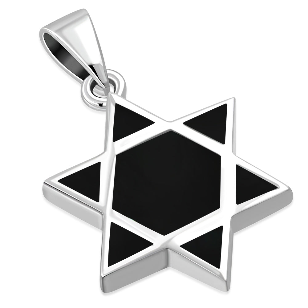Black Onyx Star of David Silver Pendant LUNESCAPE