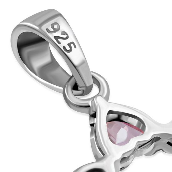 Heart Shape Pink CZ Star David Silver Pendant LUNESCAPE