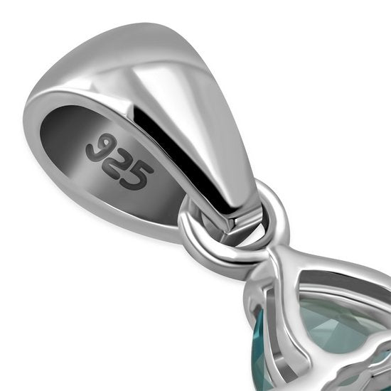 Heart Shape Blue Topaz CZ Star of David Silver Pendant LUNESCAPE