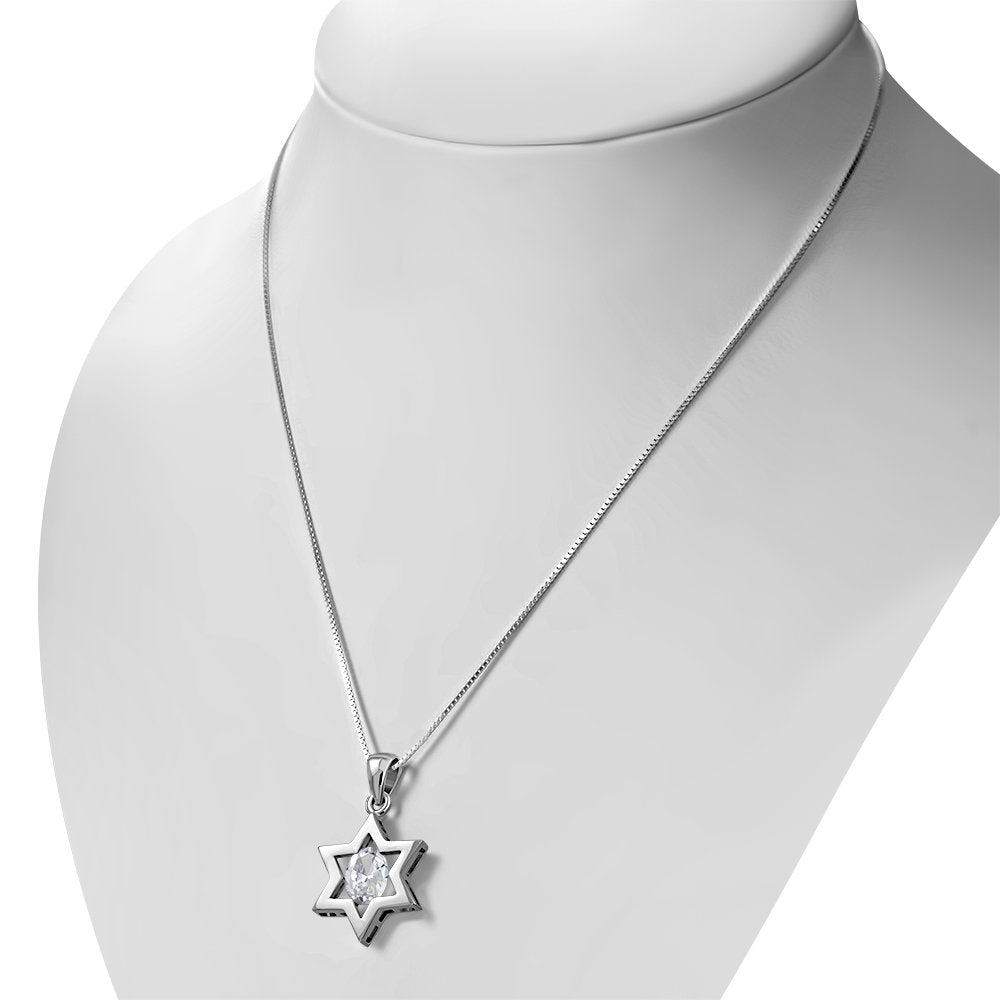 Clear CZ Star of David Silver Pendant LUNESCAPE