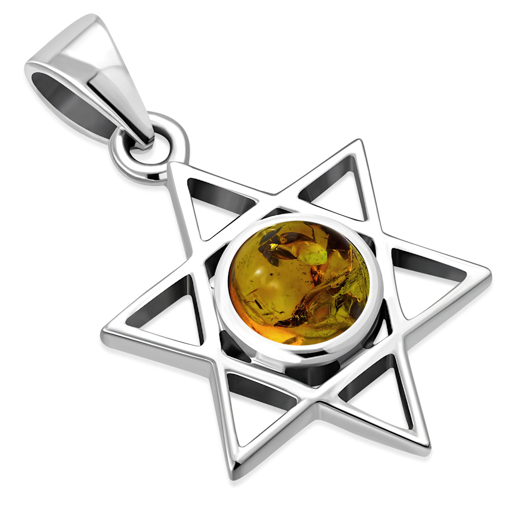 Baltic Amber Star of David Silver Pendant LUNESCAPE