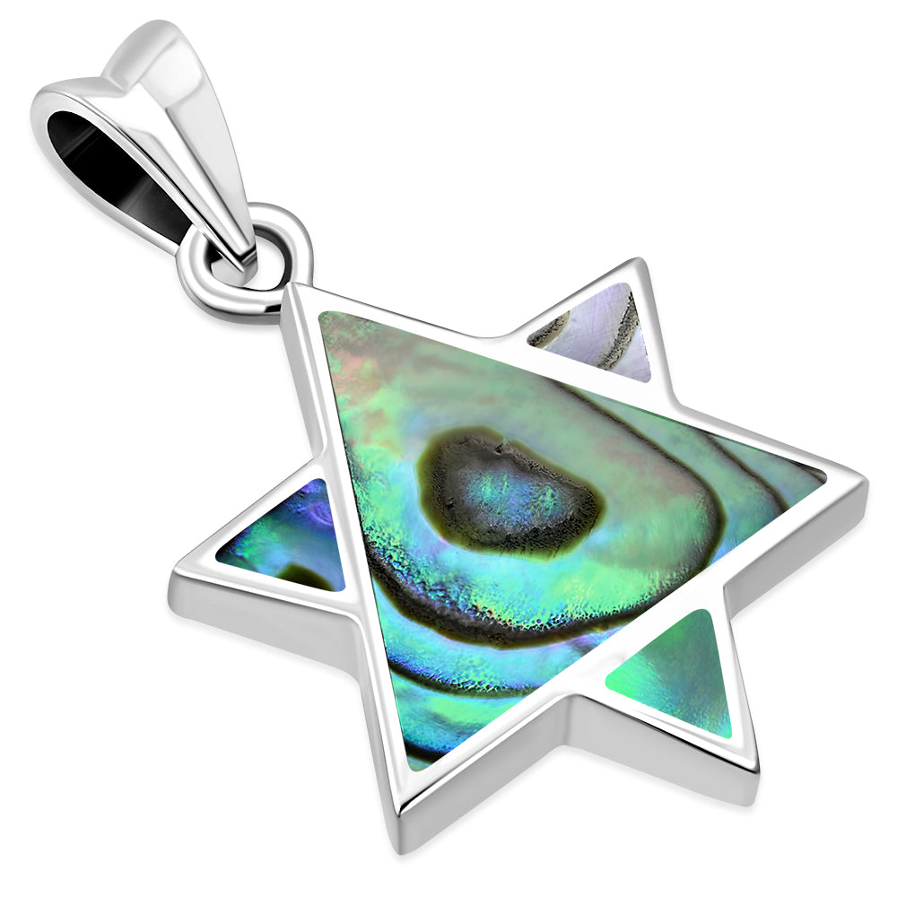 Abalone Shell Star of David Silver Pendant LUNESCAPE