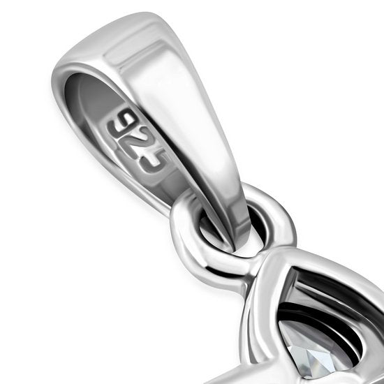 Clear CZ Heart Shape Star David Silver Pendant LUNESCAPE