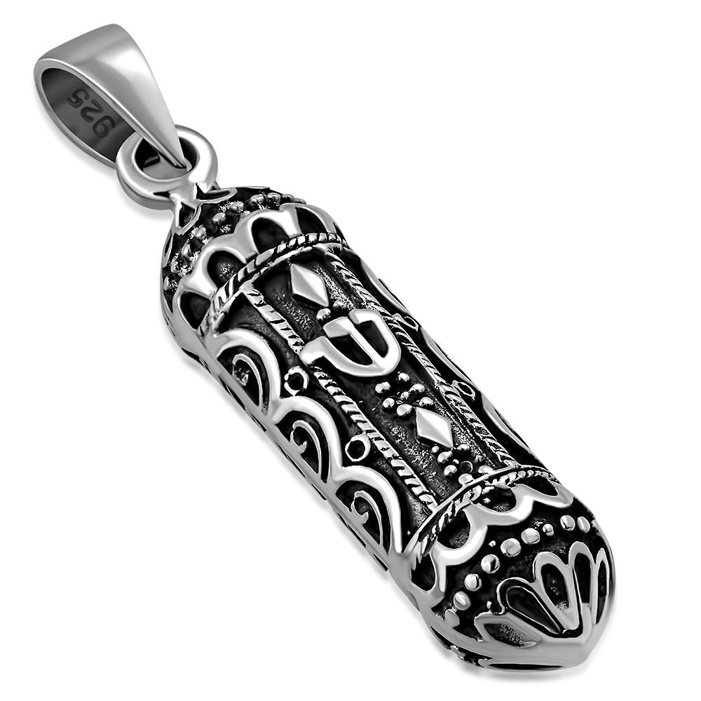 Plain Sterling Silver Mezuzah Pendant LUNESCAPE