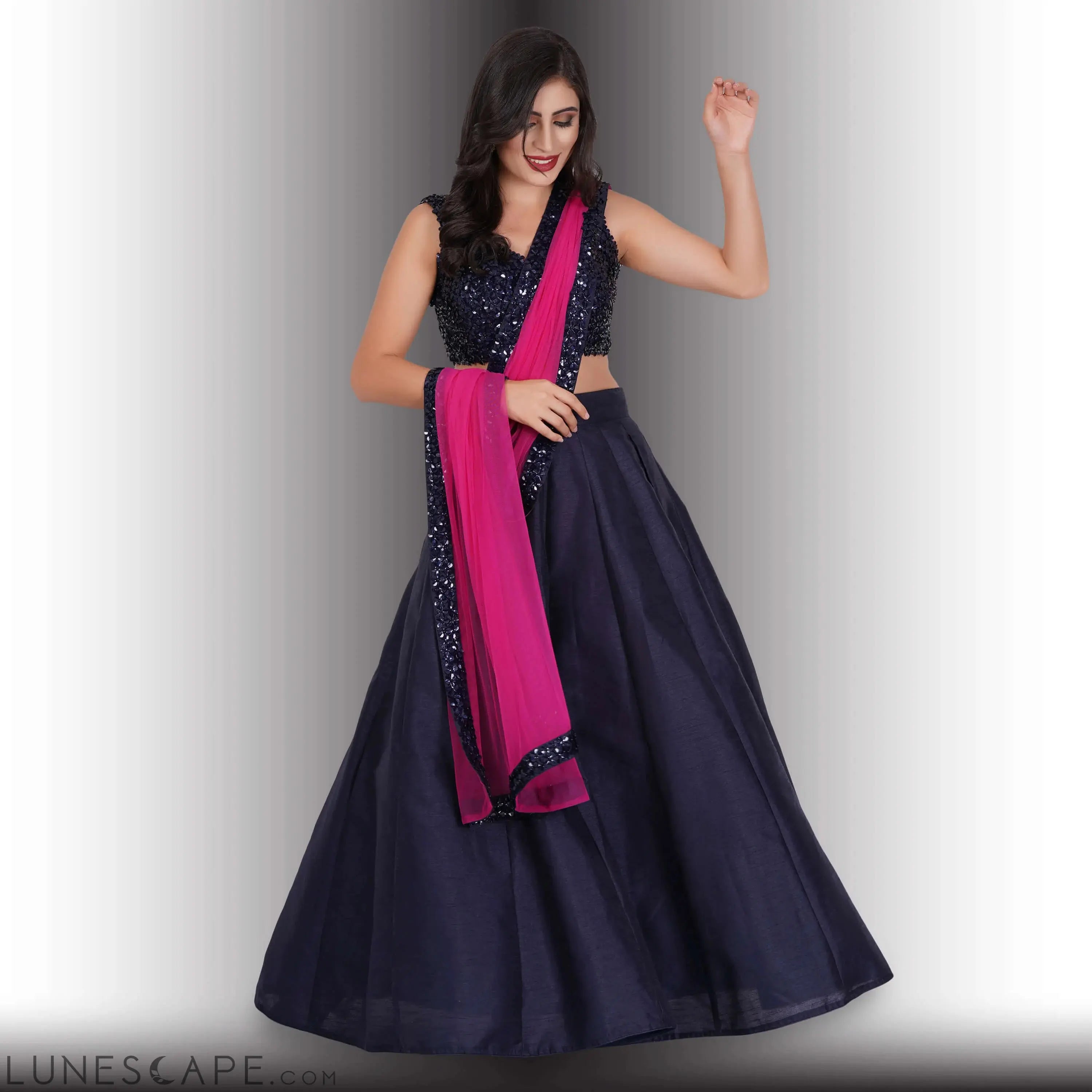 Party Wear Lehenga Choli - Blue LUNESCAPE