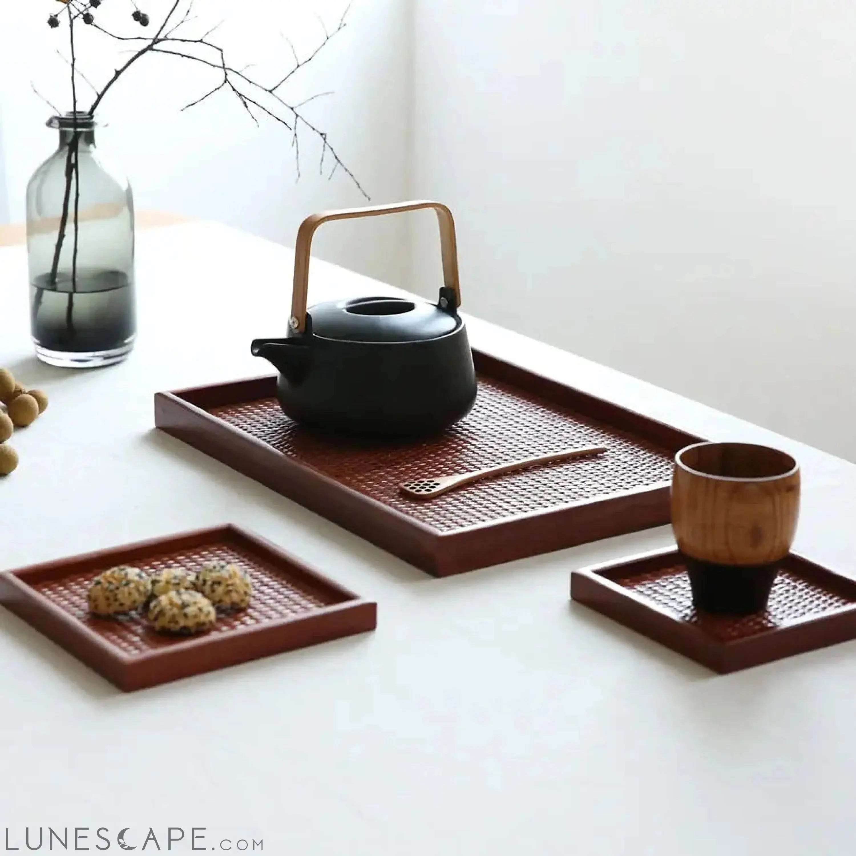 Rattan Wooden Tea Tray LUNESCAPE