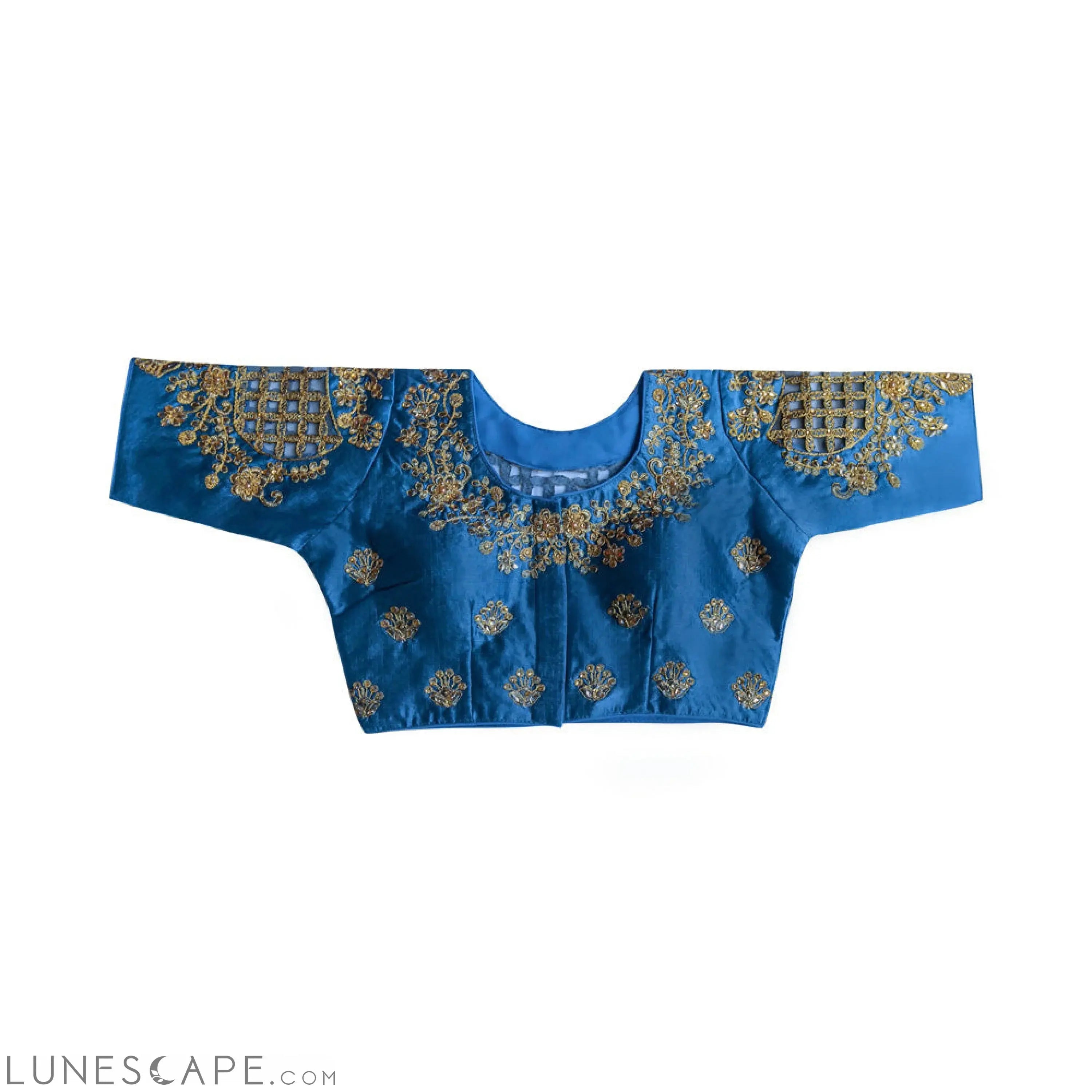 Readymade Saree Blouse With Elbow Length Sleeves - Gray LUNESCAPE