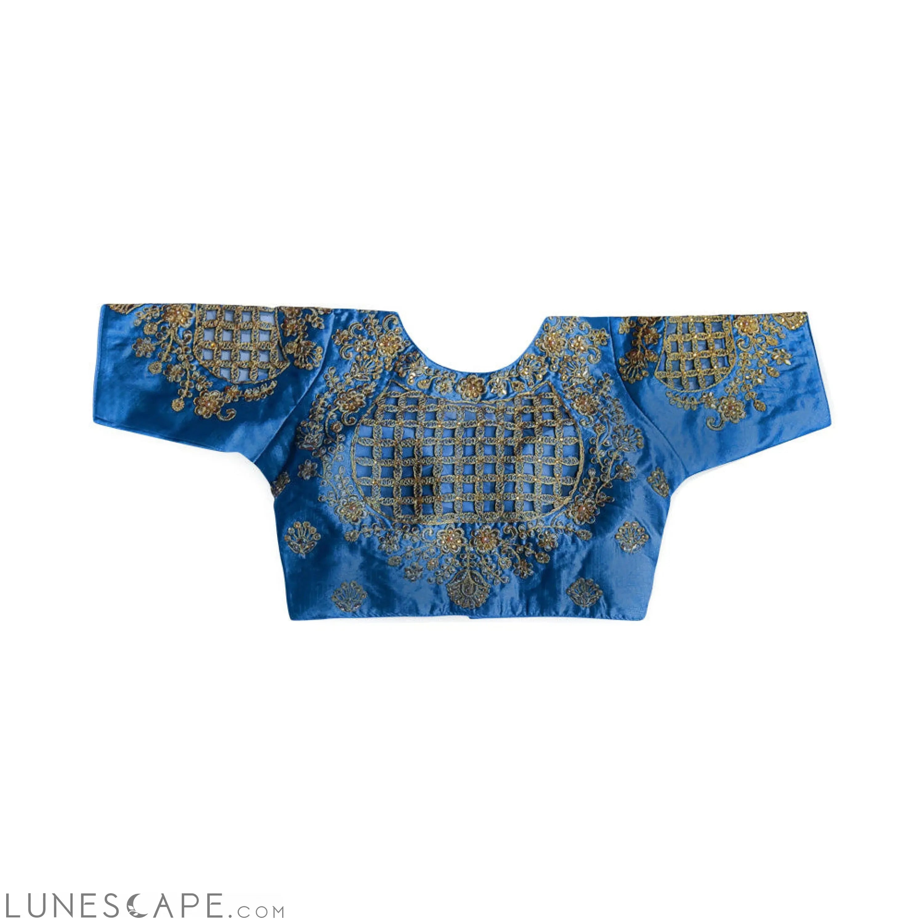 Readymade Saree Blouse With Elbow Length Sleeves - Gray LUNESCAPE