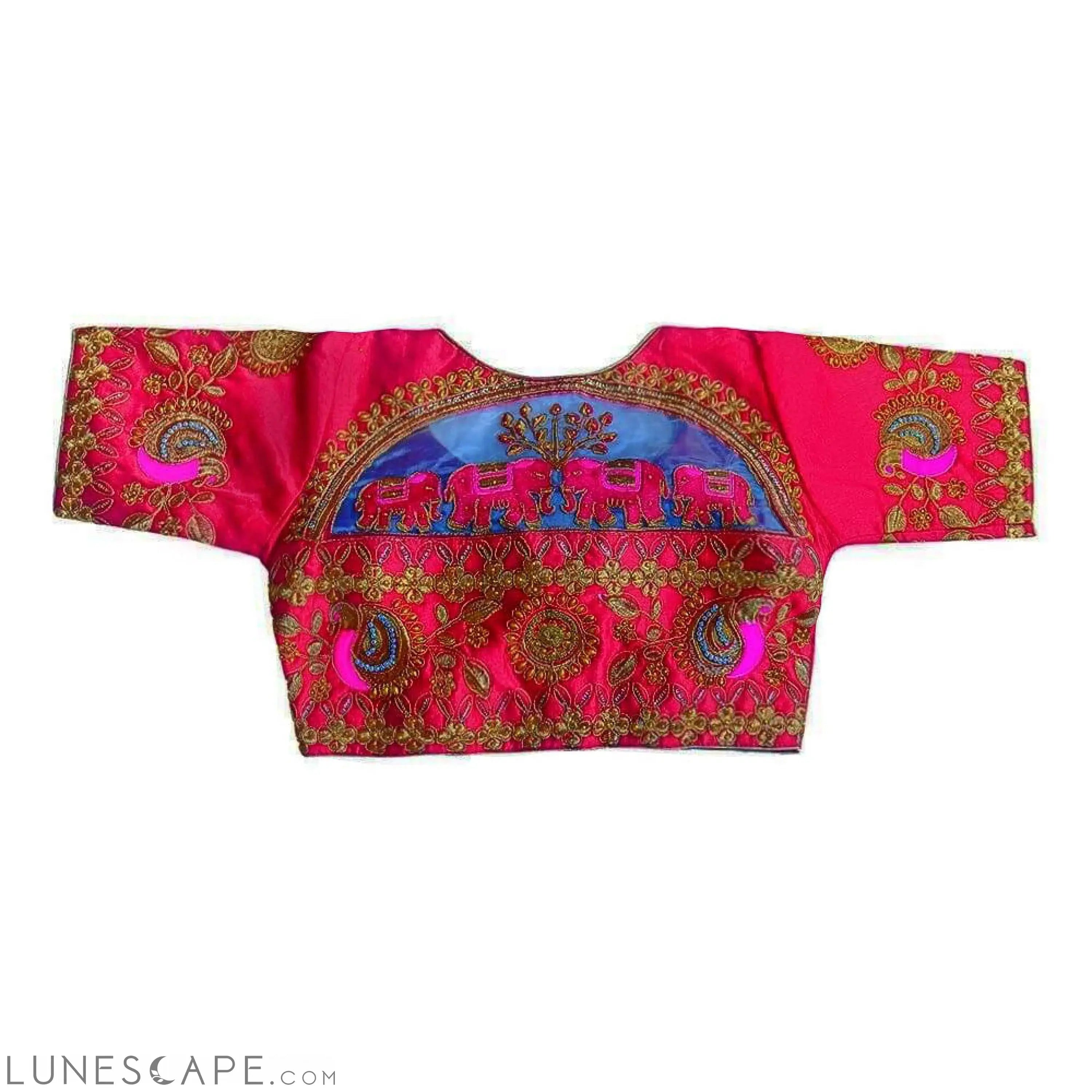 Readymade Saree Blouse With Embroidery - Red LUNESCAPE