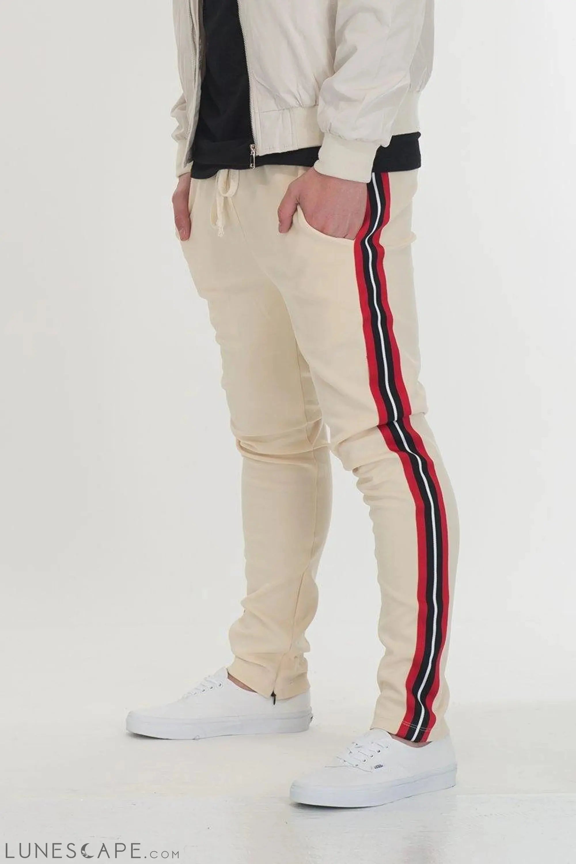 SHIELD TAPED MENS LOUNGE PANTS - WHITE LUNESCAPE