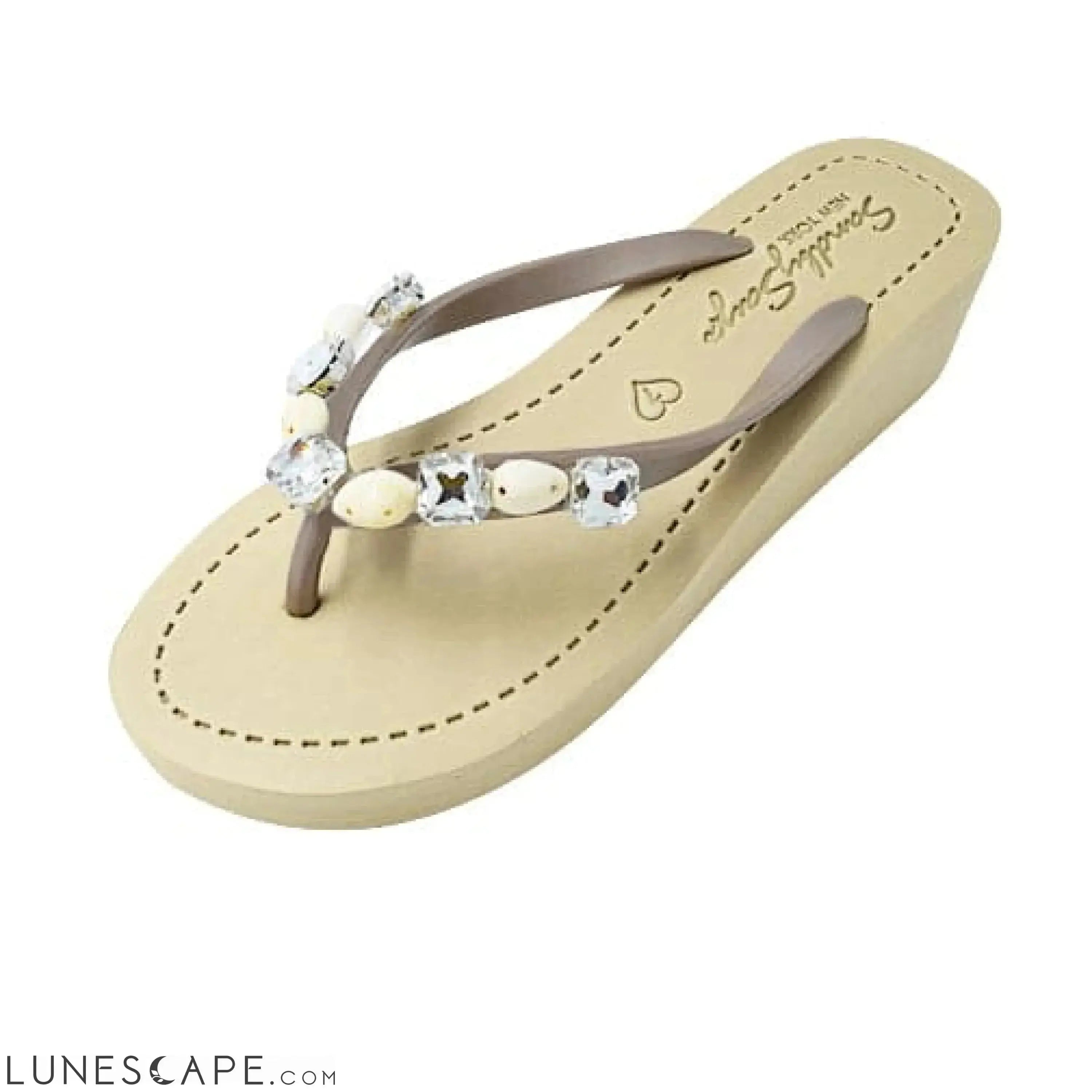 Shell Beach - Mid Wedge Flip Flops With Stones LUNESCAPE