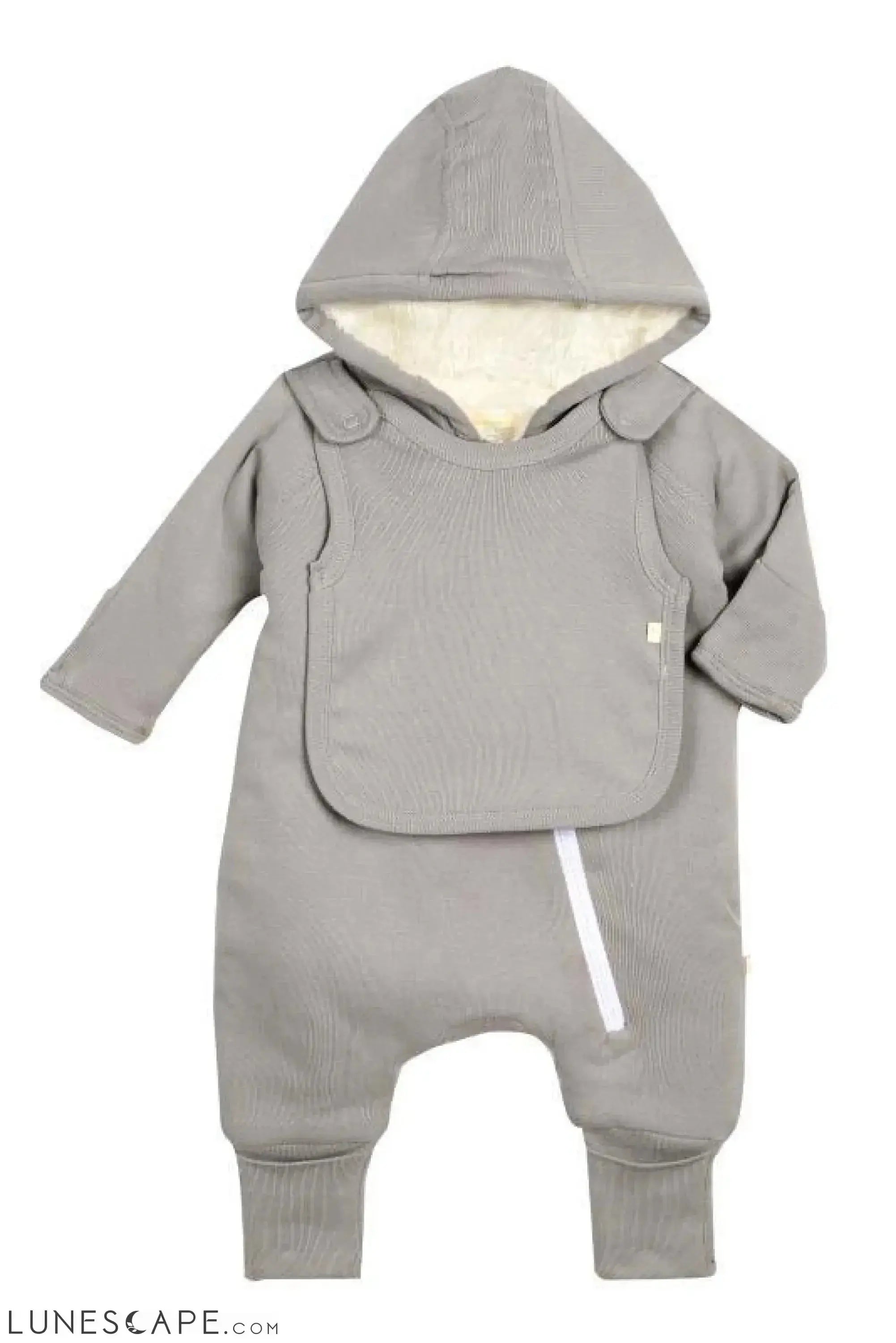 Smart Cuddly Jumpsuit + Bib - Gray LUNESCAPE