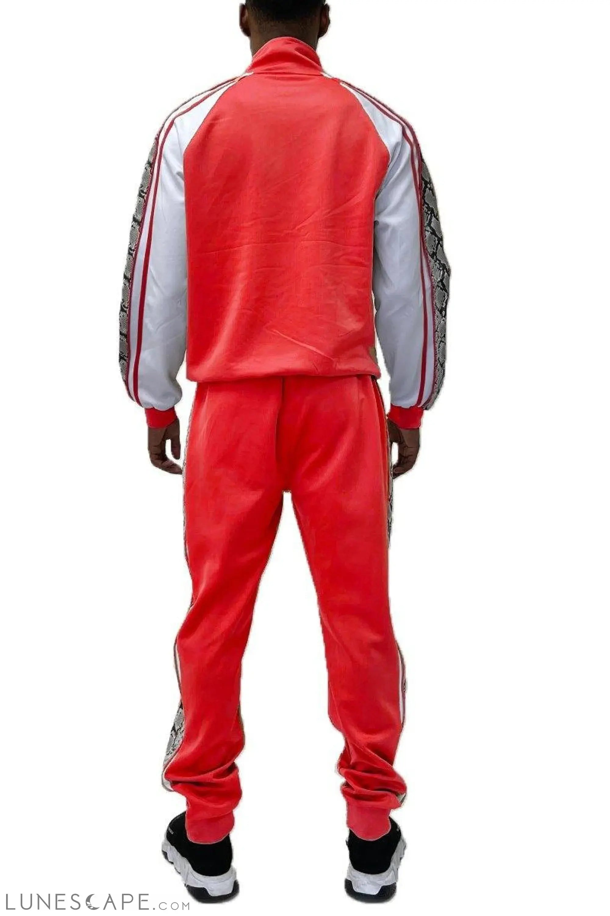 Snake Print Stripe Track Set - Red LUNESCAPE