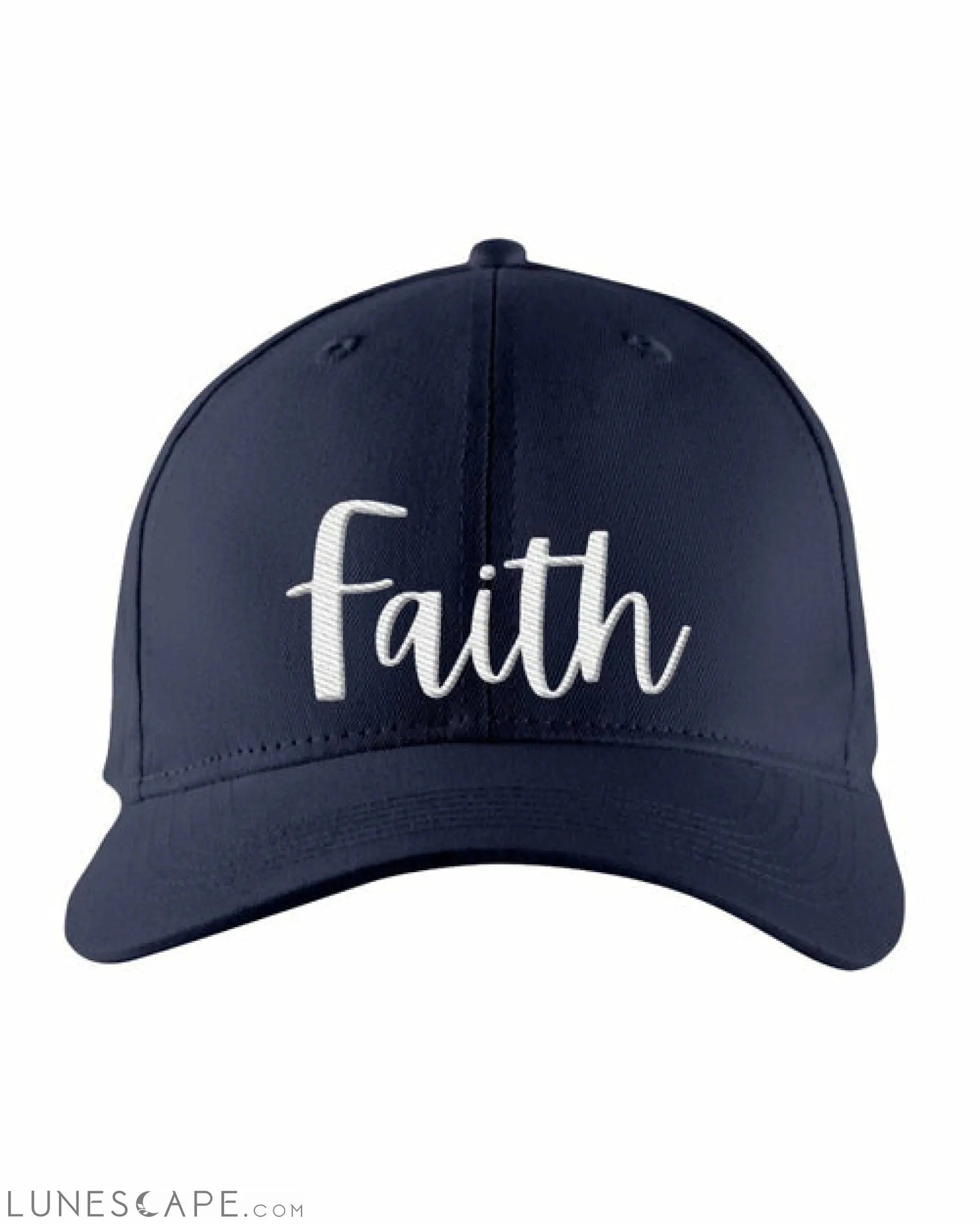 Snapback Cap - Faith Embroidered Graphic Hat / White Text LUNESCAPE