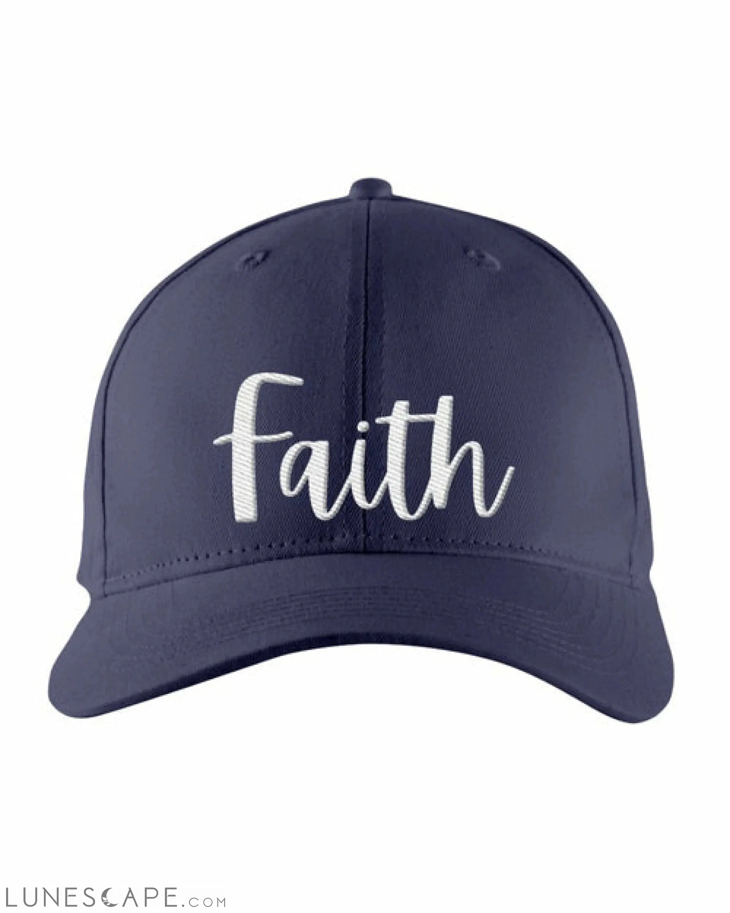 Snapback Cap - Faith Embroidered Graphic Hat / White Text LUNESCAPE