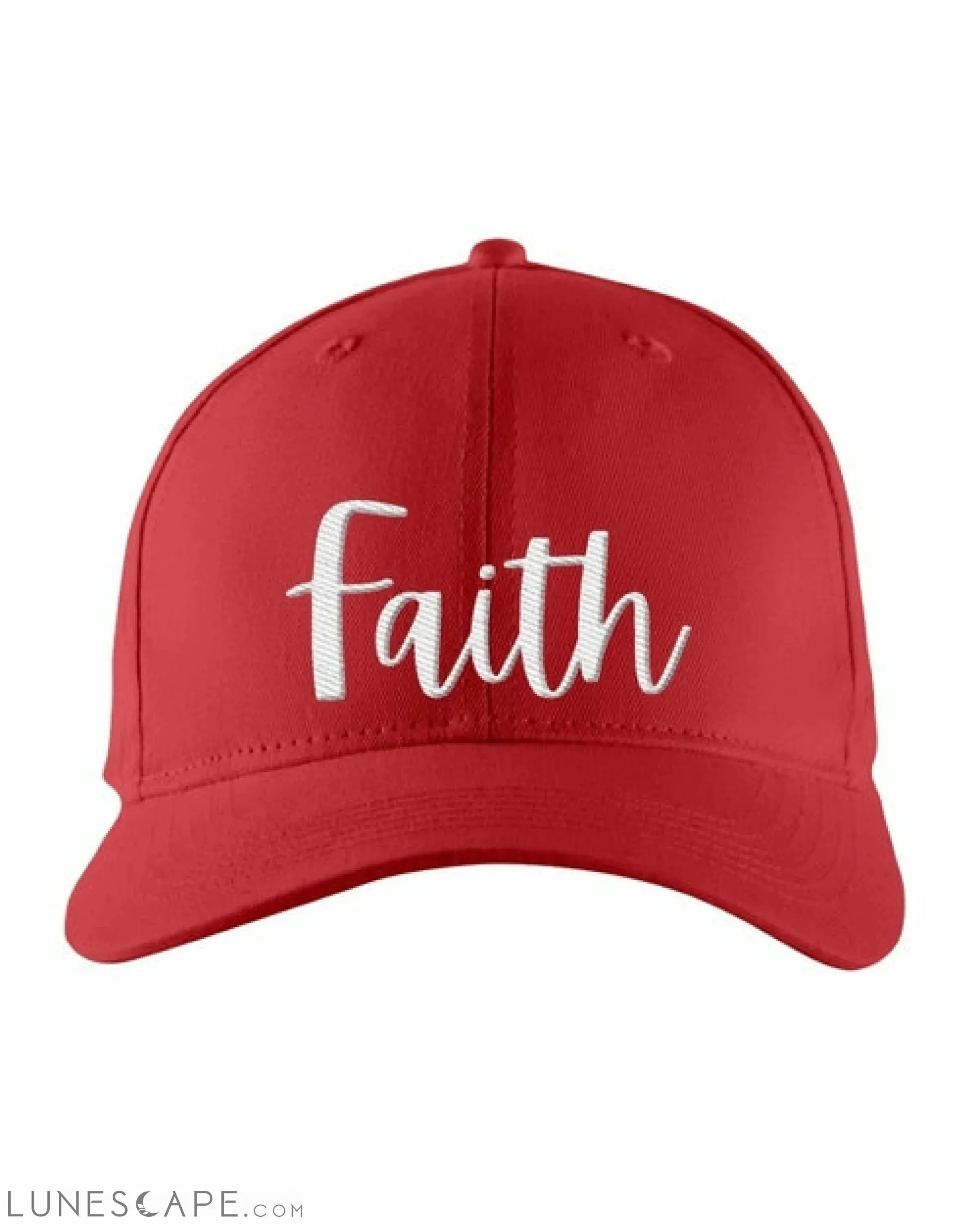 Snapback Cap - Faith Embroidered Graphic Hat / White Text LUNESCAPE