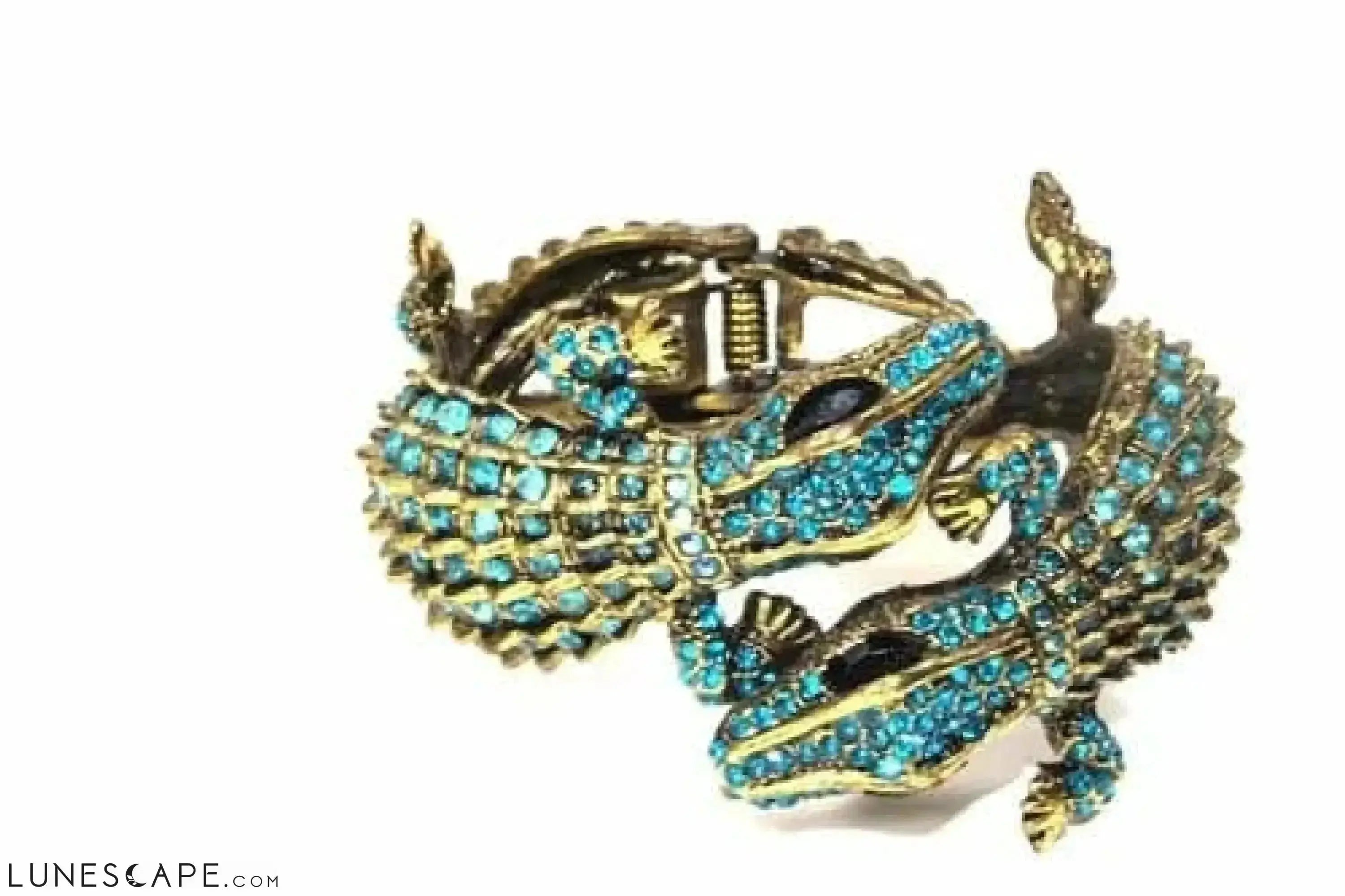 Sobek Crocodile Rhinestone Cuff - Blue LUNESCAPE