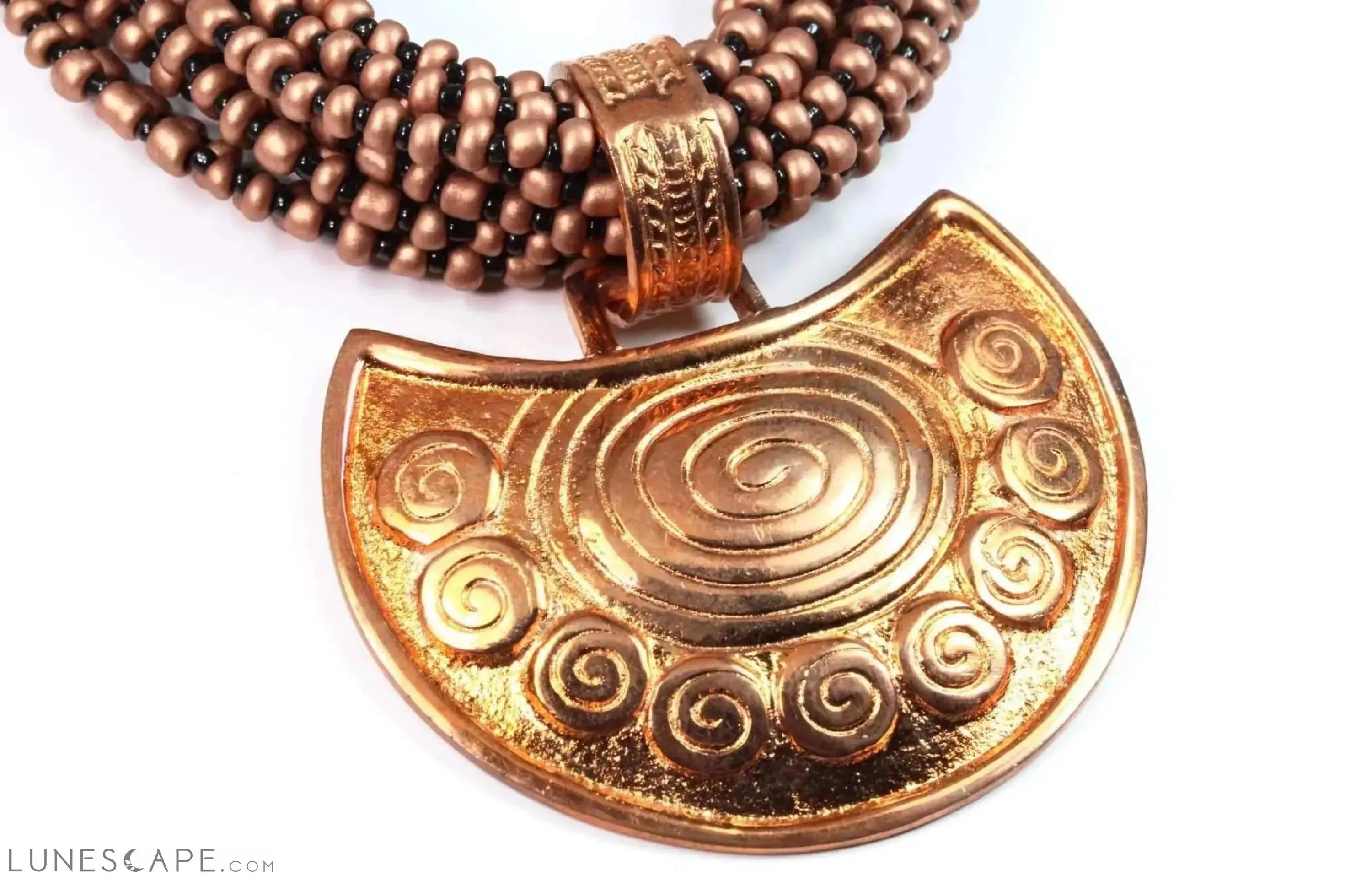 Spiral Crescent Multi-Strand Beaded Necklace LUNESCAPE