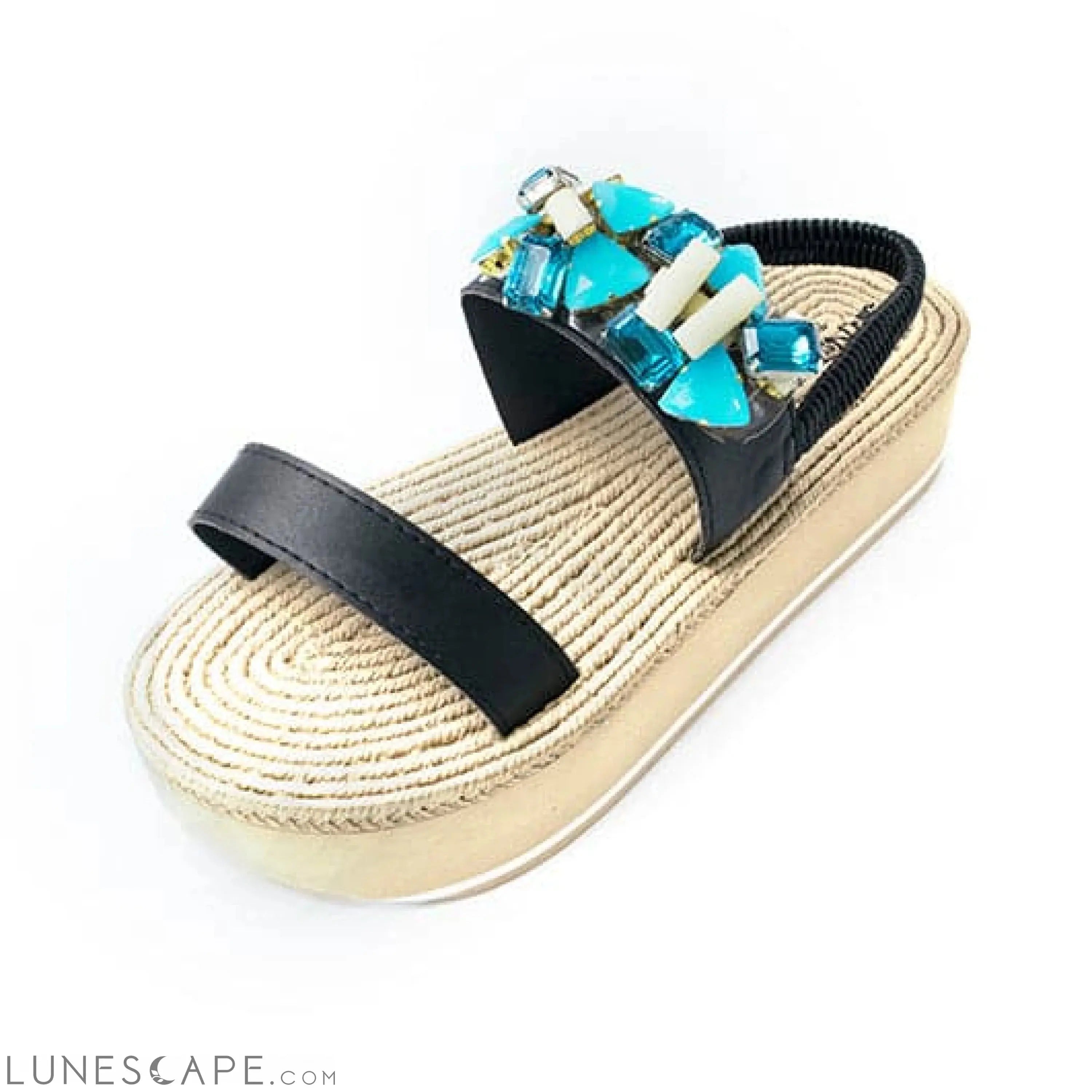 Spring Blue - Crystal Rhinestone Embellished - Waterproof Espadrille Sandals LUNESCAPE