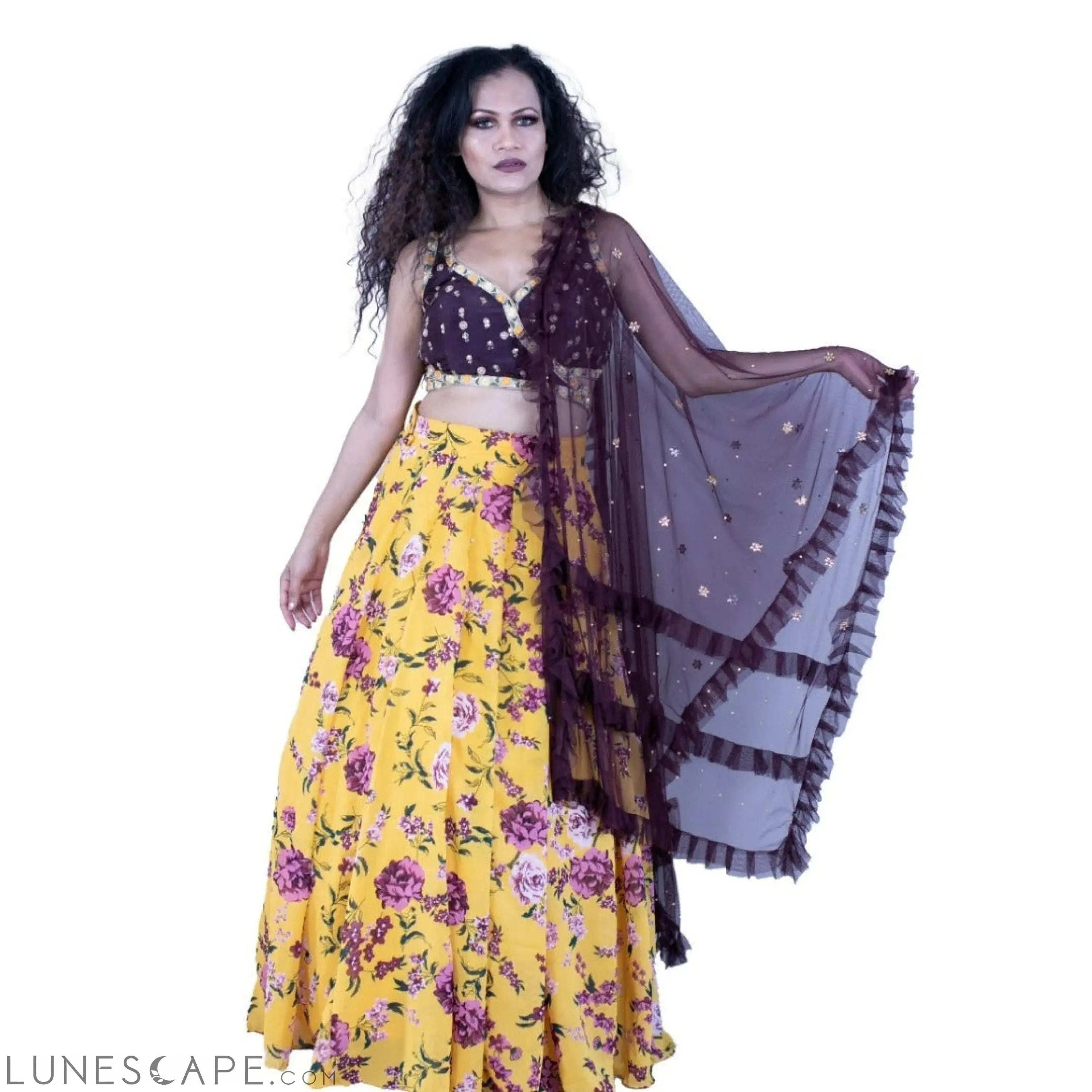 Stylish Floral Printed Lehenga Set LUNESCAPE