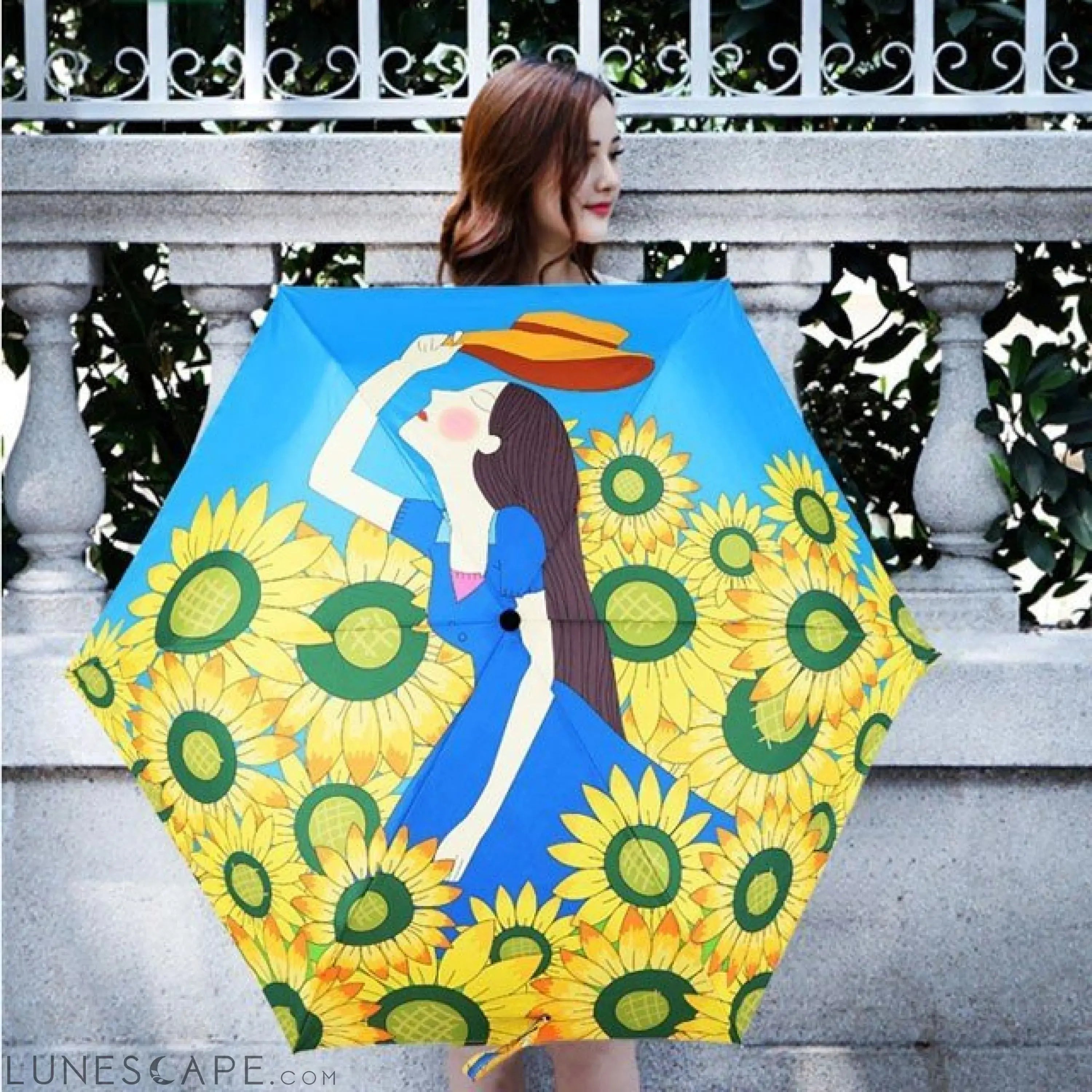 Sunflower Girl Sunny Umbrella LUNESCAPE