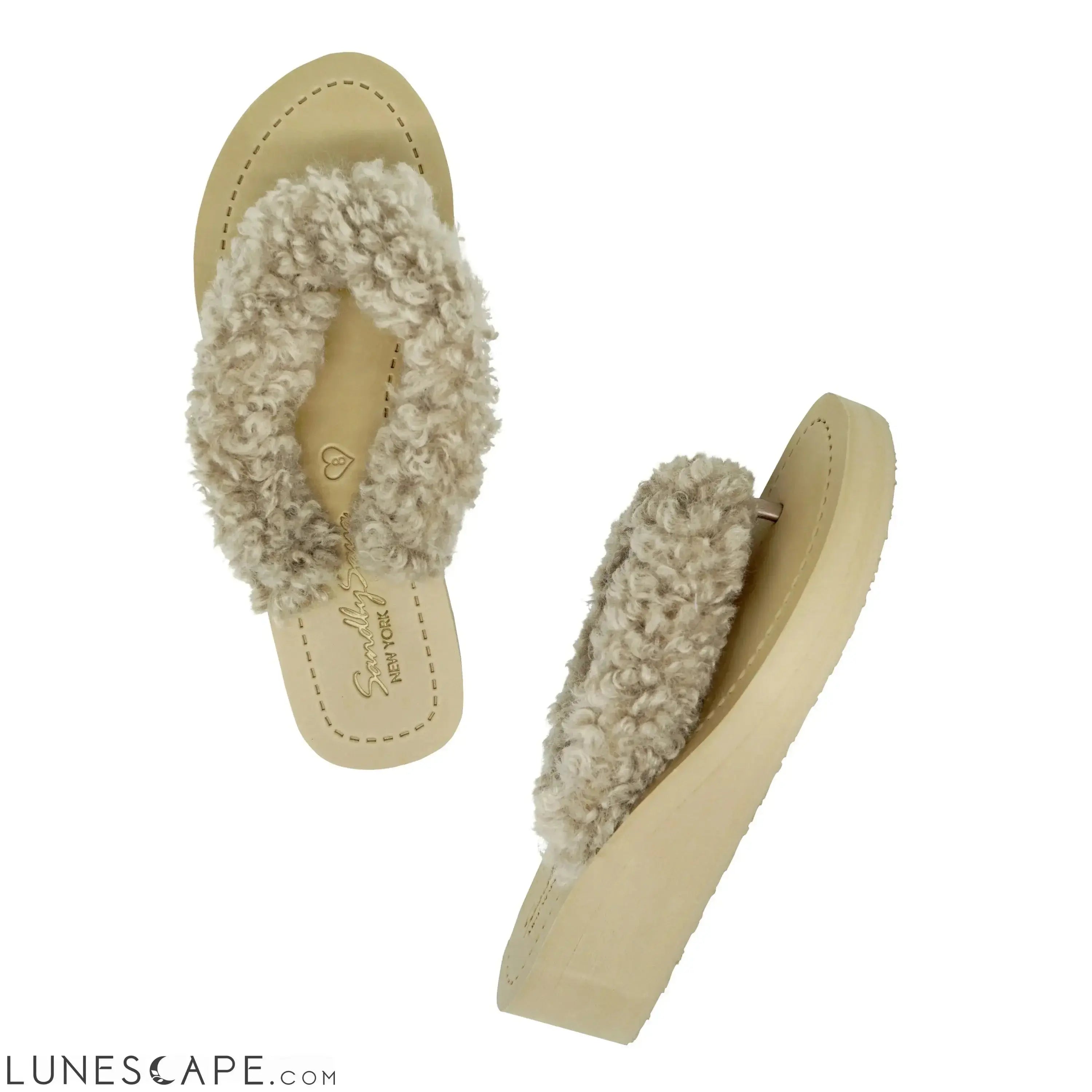 Teddy Shearling - Mid Wedge Flip Flops Sandal LUNESCAPE
