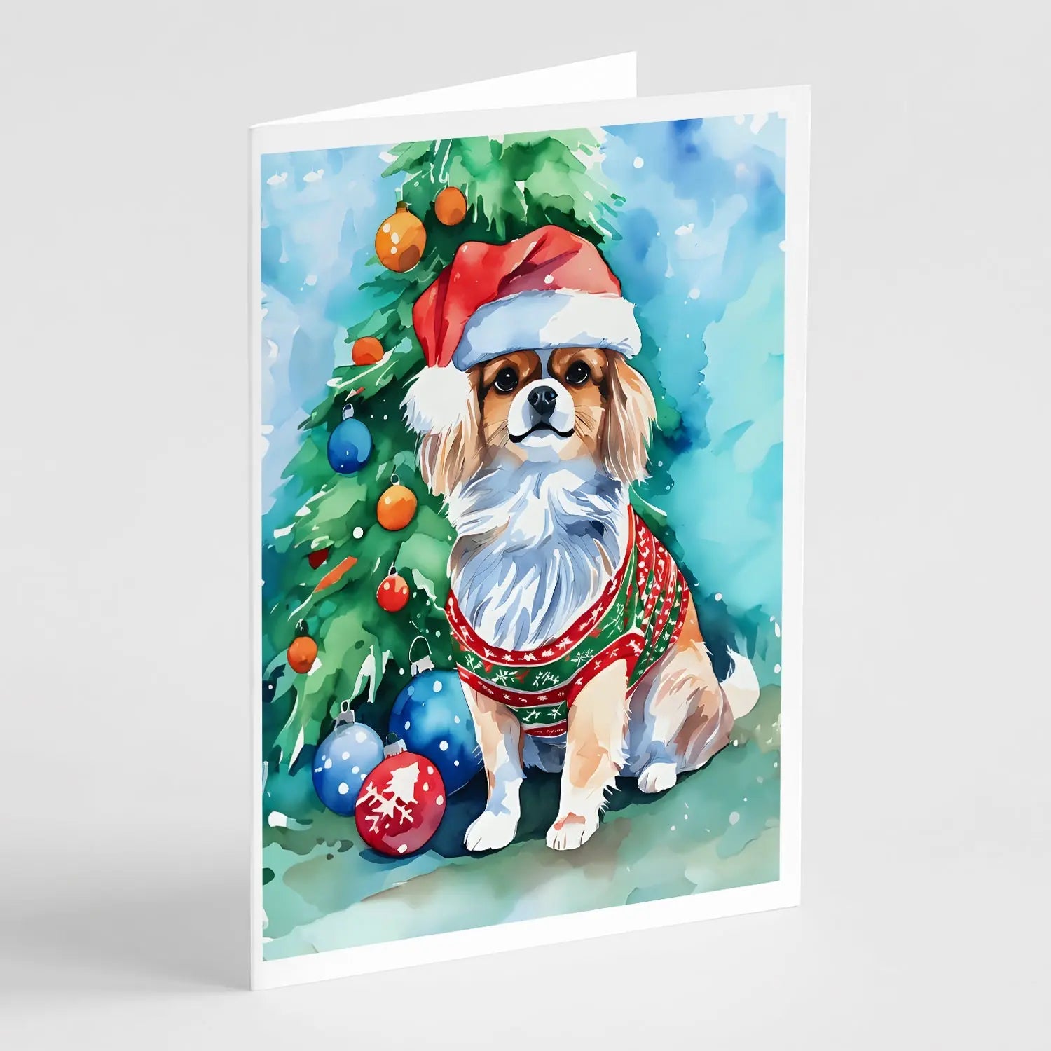 Tibetan Spaniel Christmas Greeting Cards Pack of 8 LUNESCAPE