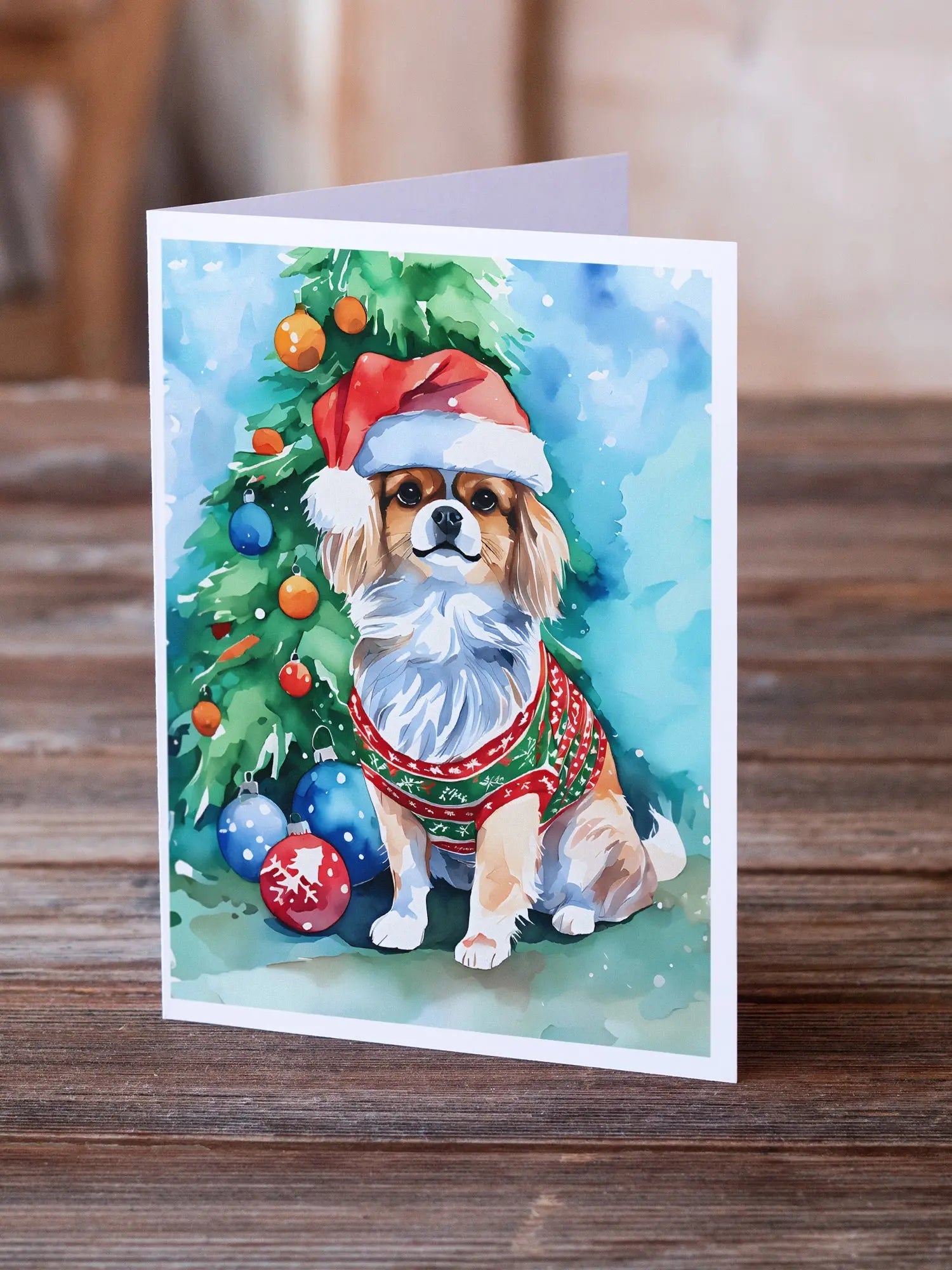 Tibetan Spaniel Christmas Greeting Cards Pack of 8 LUNESCAPE